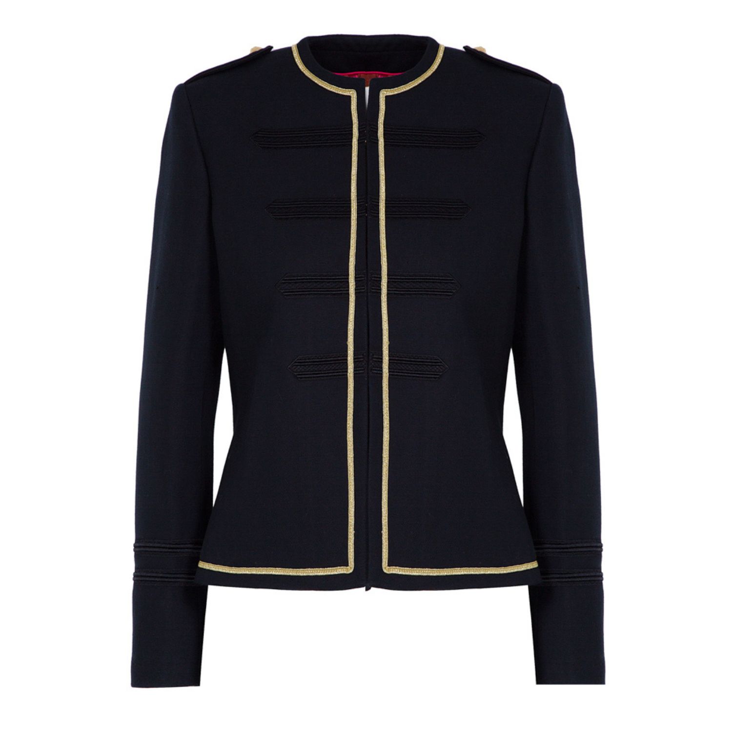 Women’s Black Militar Cotton And Linen Blazer With Yellow Detail Oliver Medium The Extreme Collection