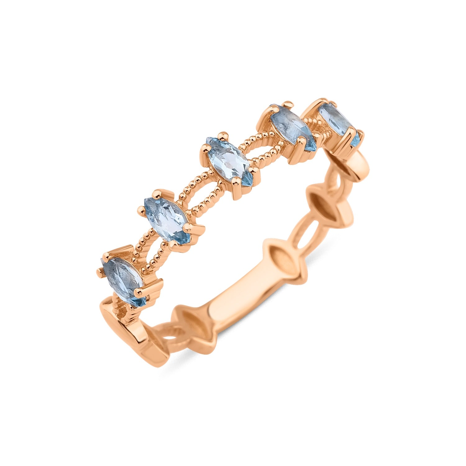 Melez Mini Atelier Women's Rose Gold / Blue / Gold Vera Blue Ring - Solid Rose Gold With Blue Topaz Crystals