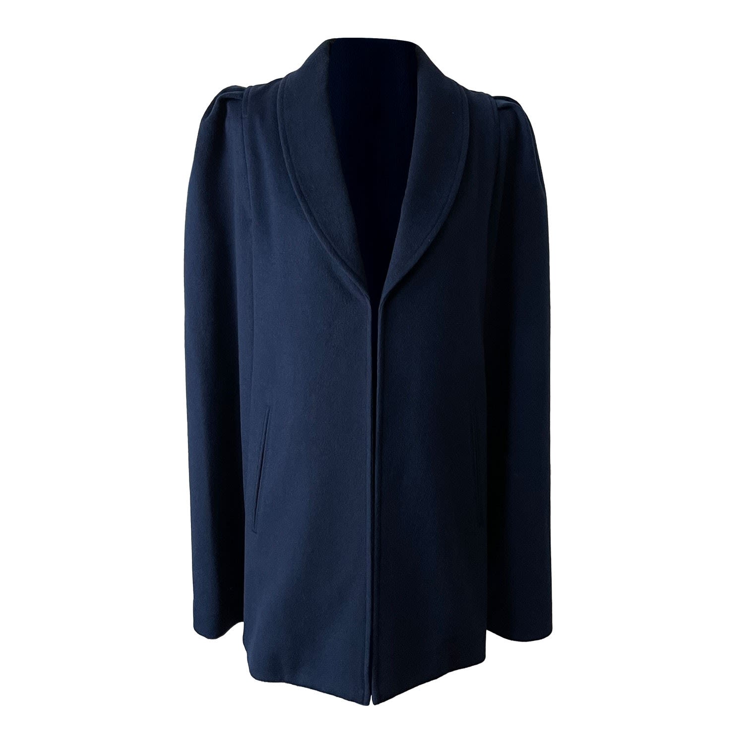 Women’s Wool Cashmere Marina Short Cape In Navy Blue Small Nina Nieves