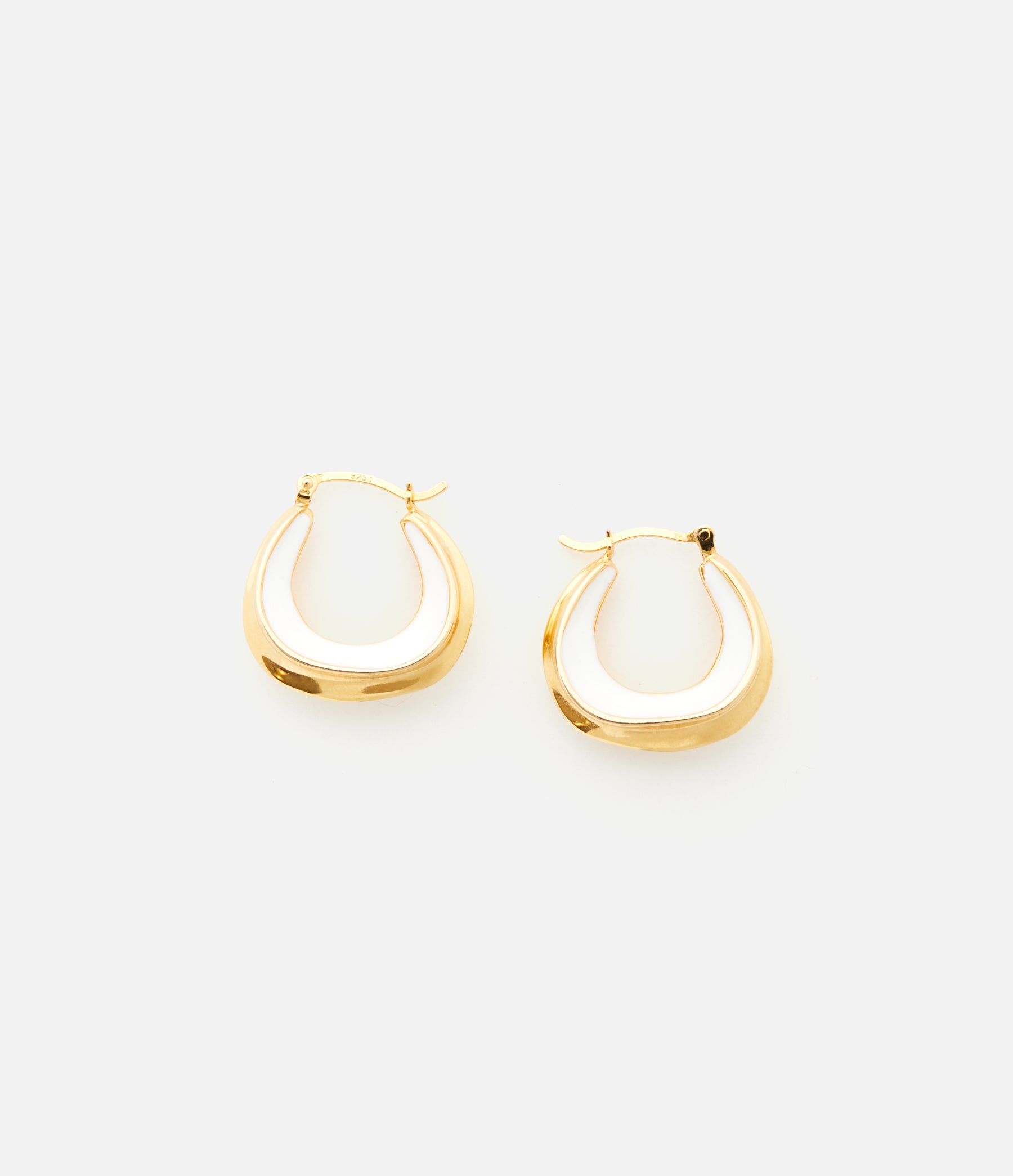 Lovard Women's Enamel Sculpture Hoops - White In Gold