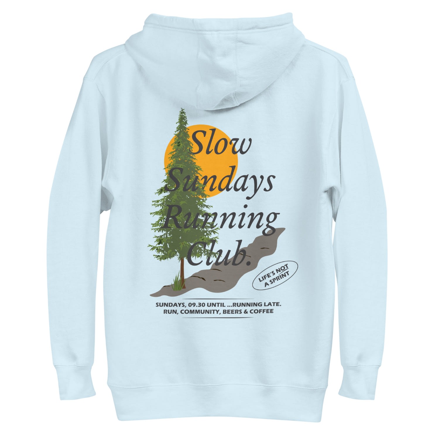 Anchor & Crew Sky Blue Mountain Pine Slow Sundays Running Club Cotton Blend Hoodie - Men In Blue