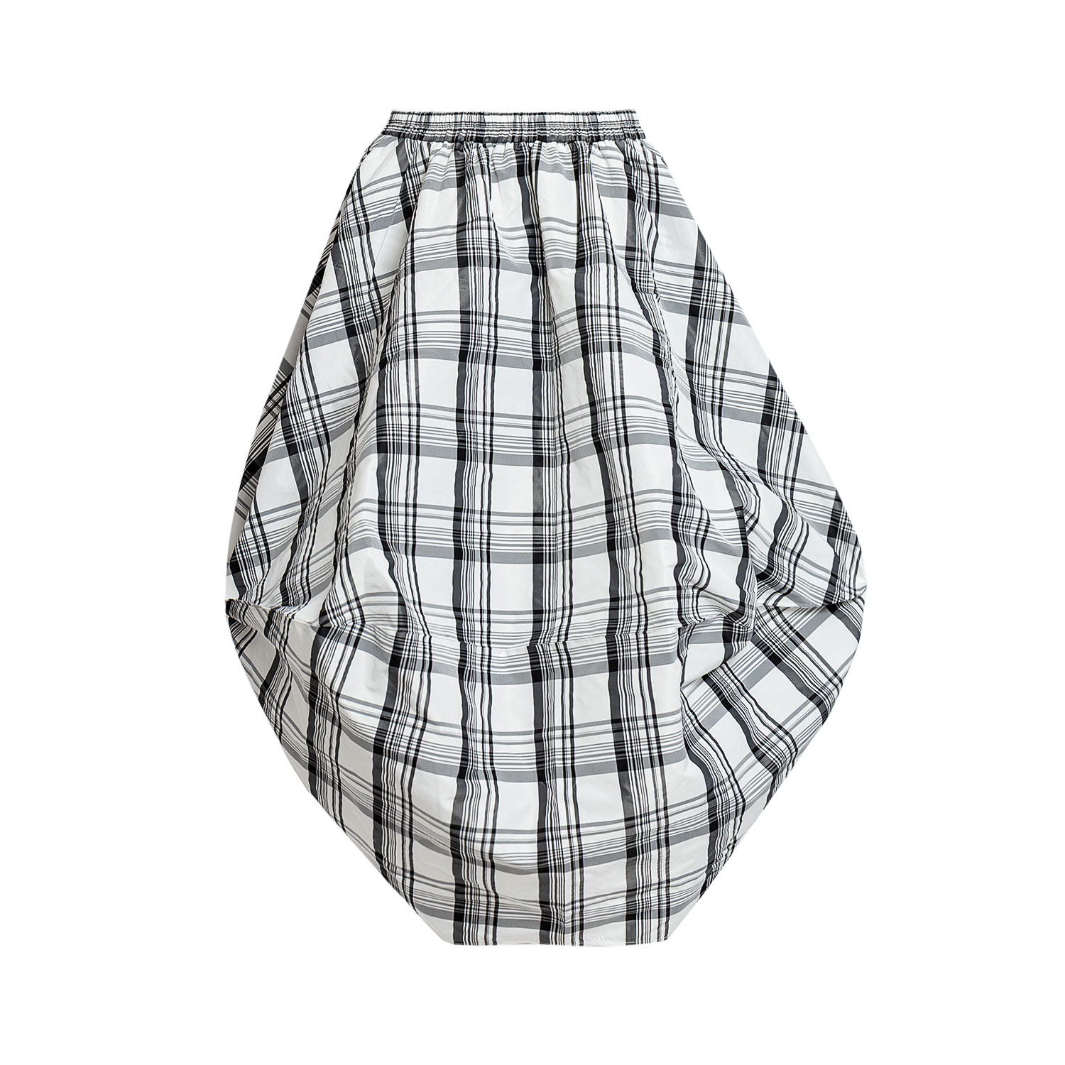 Women's Black / White Balloon Skirt In White Tartan Taffeta | Small | Bianca Popp