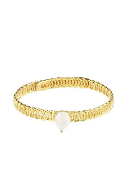 Saachi Women's Teardrop Stone Bangle White Bracelet