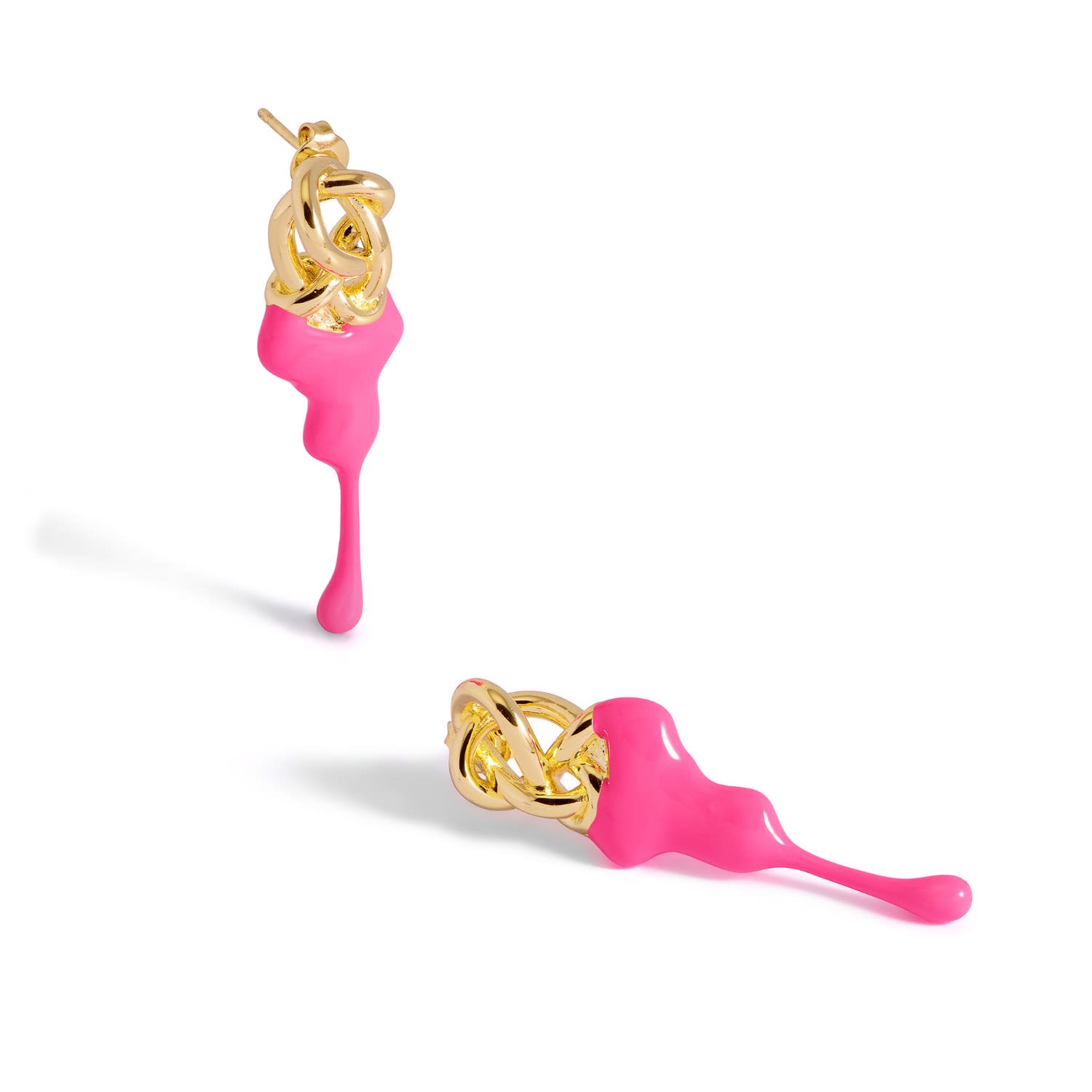 Potoska Women's Santiono Maxi Face On Stud Earrings In Gold And Pink In Gold