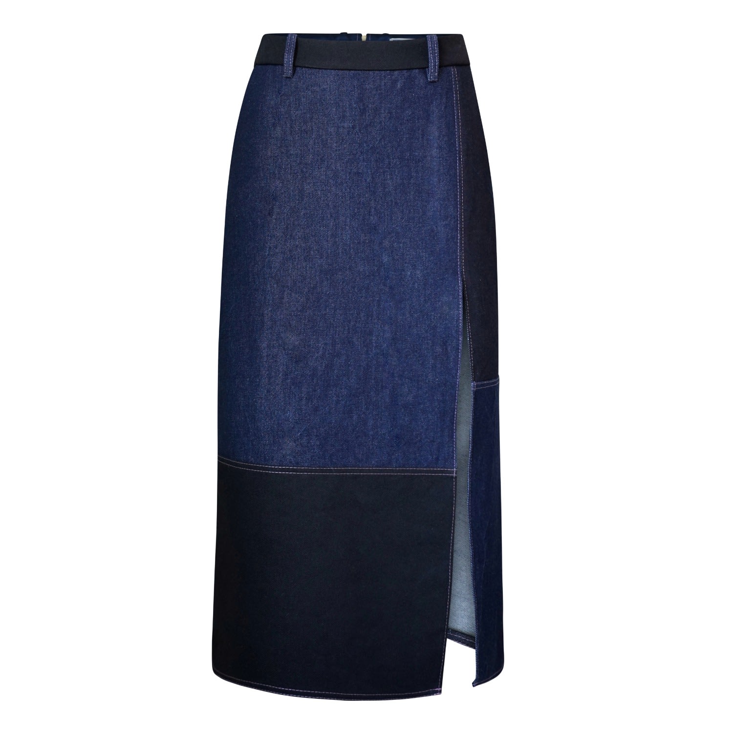 Women’s Blue Demi Colorblock Midi Denim Skirt Xxs Kathy C Vang