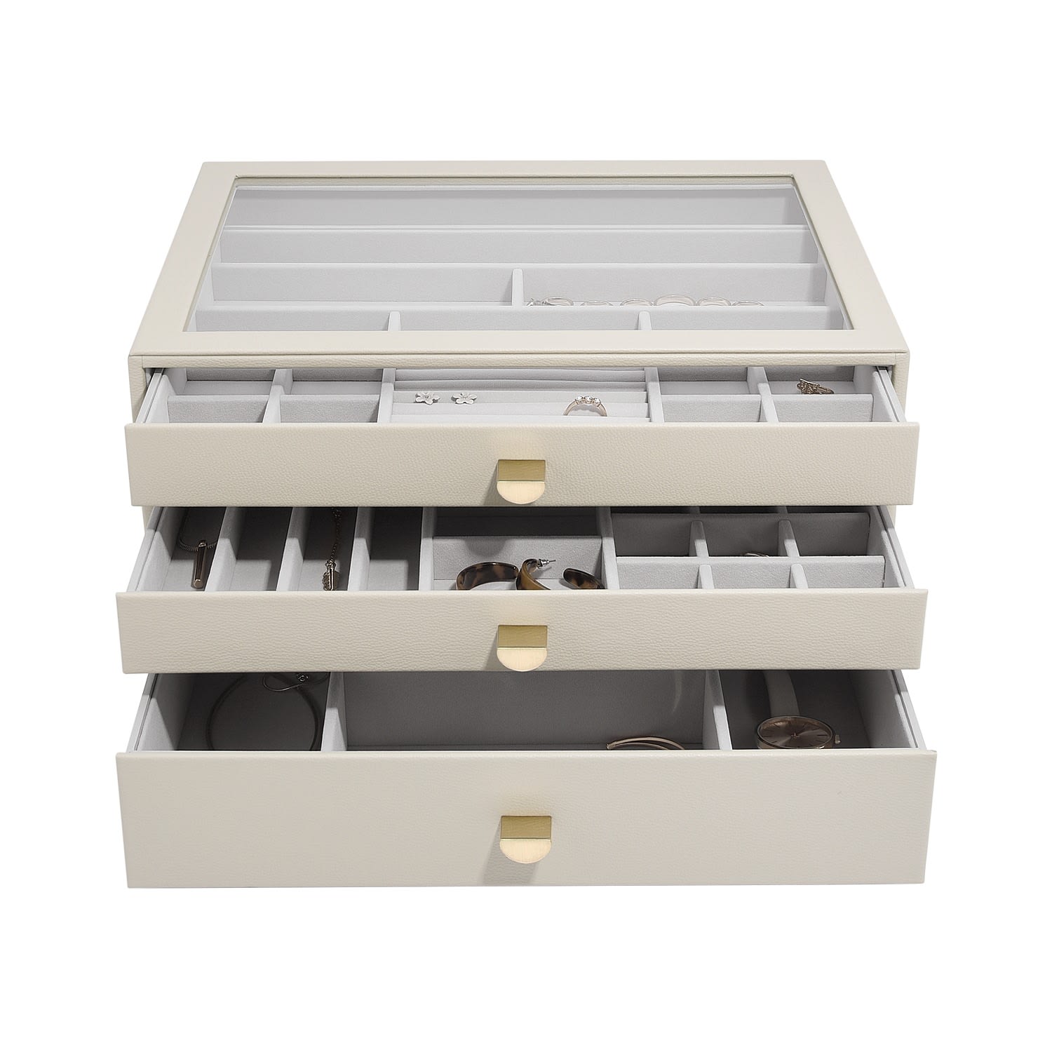Stackers Women's Neutrals  Oatmeal Supersize Jewelry Box With Drawers In White