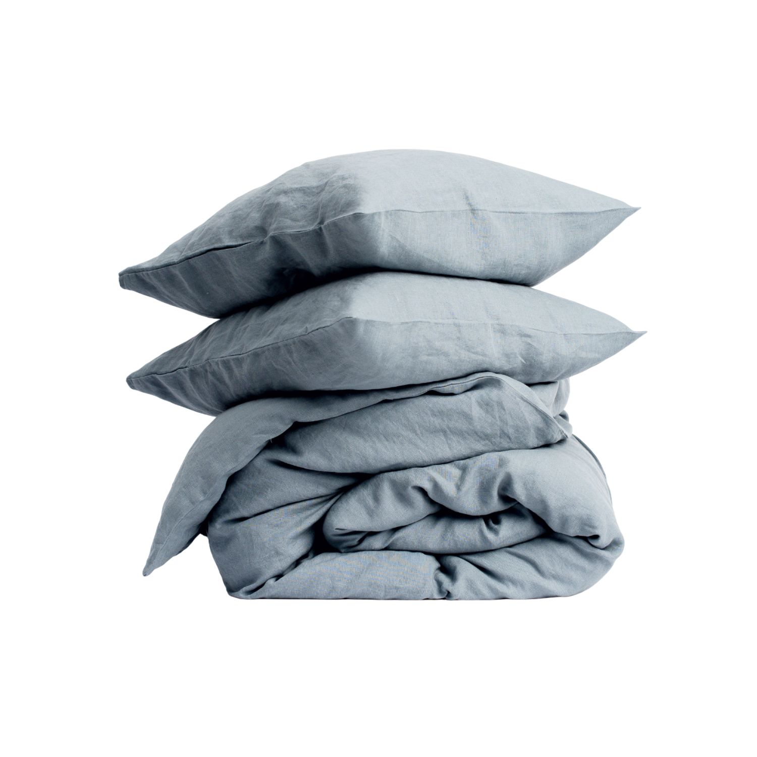 Linen Tales Blue Fog Linen Duvet Cover Set Uk Double In Blue