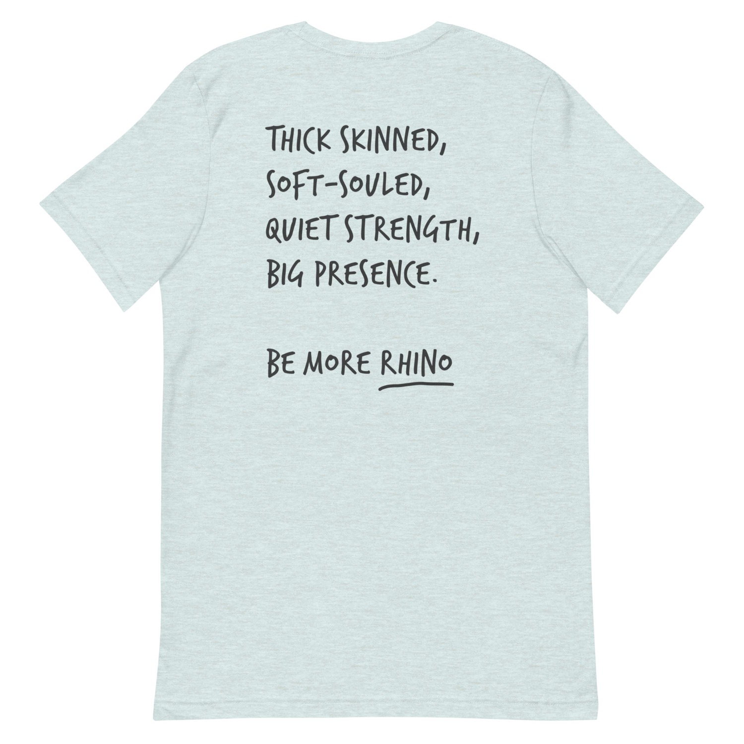 Anchor & Crew Heather Ice Blue Think Ocean Rhino Aspirations Cotton Embroidered T-shirt - Women In Blue