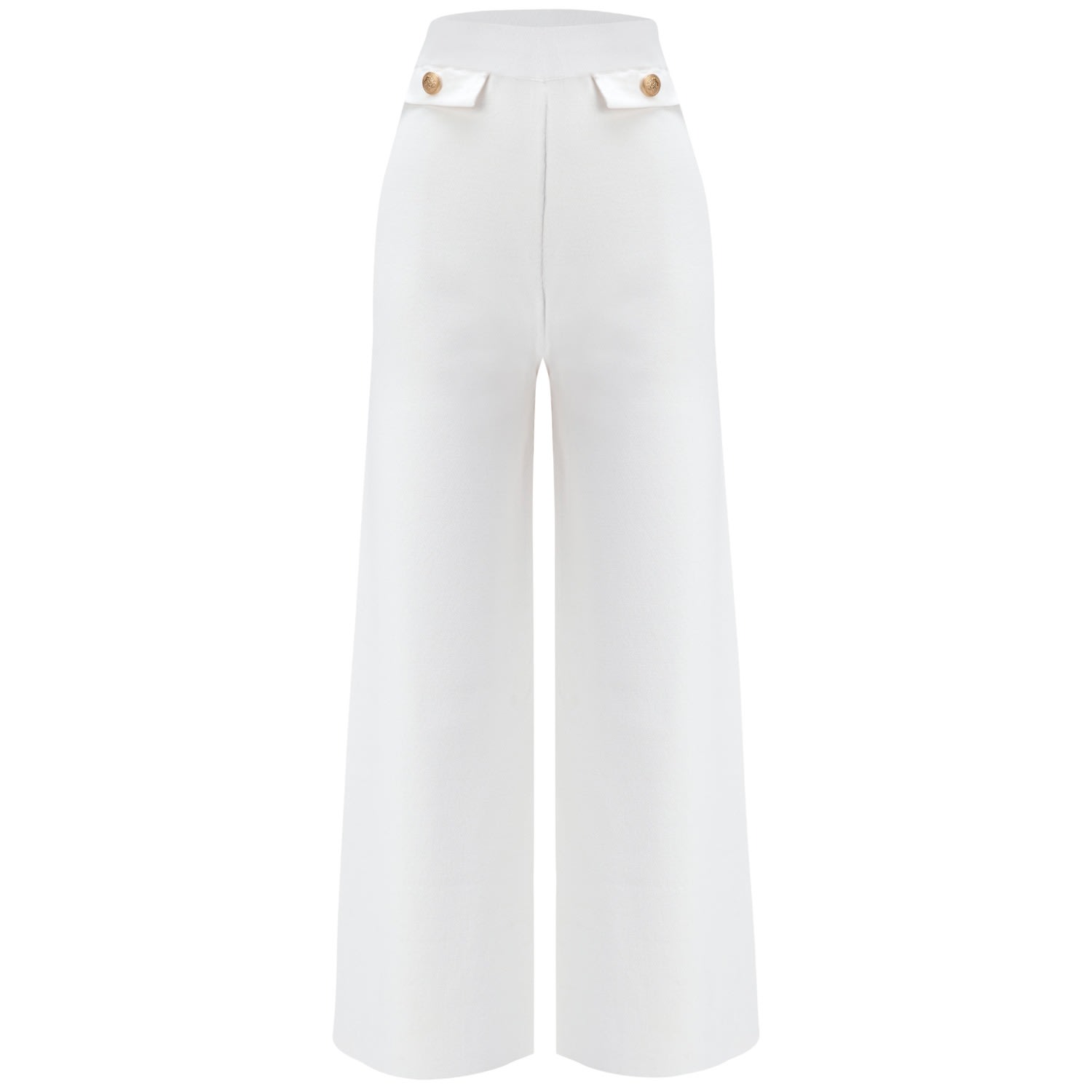 Peraluna Women's White Marlene Trouser Button Detailed Knit Pants In Ecru In White