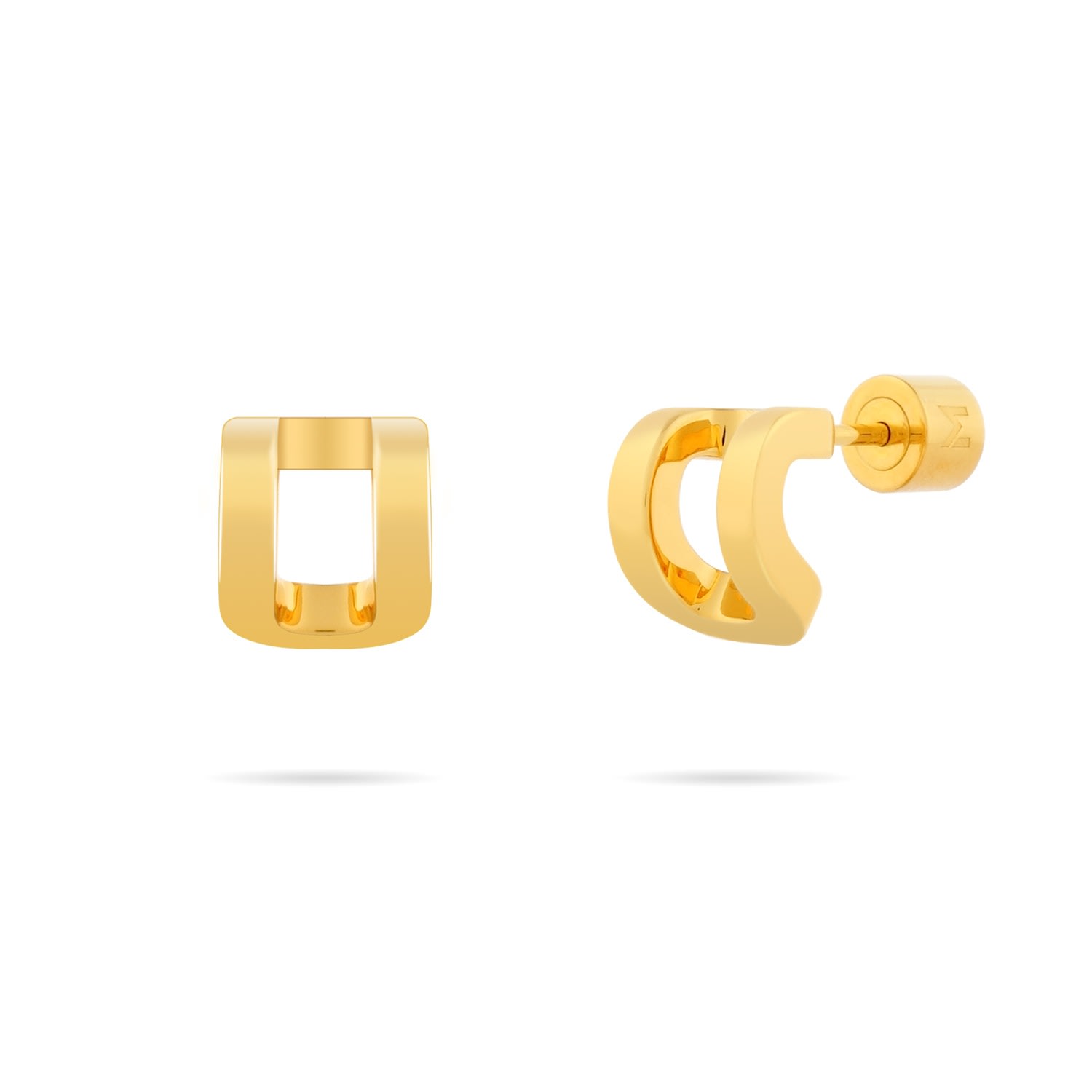 Meulien Curved Rectangle Stud Earrings In Gold