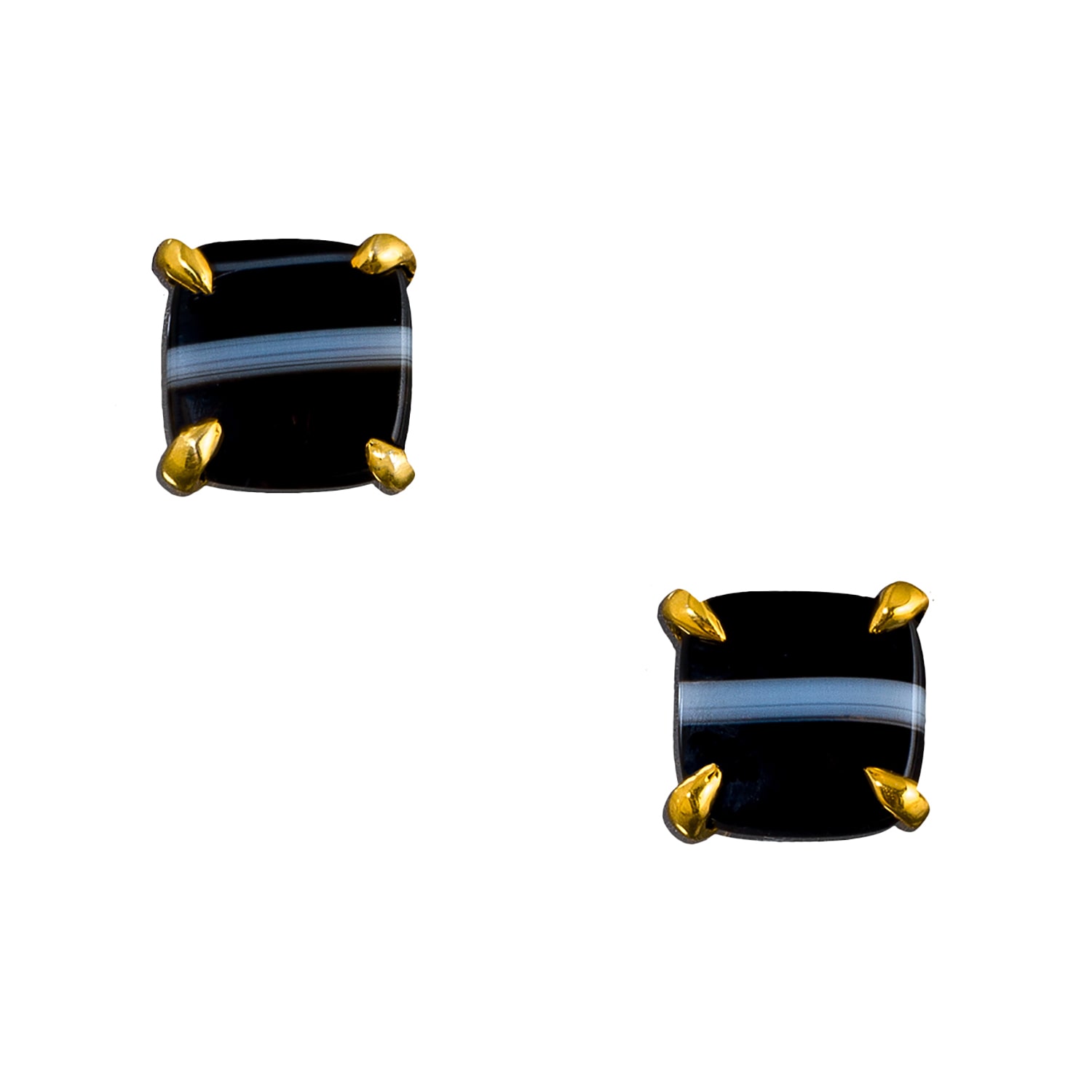 Heather Hawkins Jewelry Women's Little Agate Studs - Black Agate - Gold Vermeil In Black
