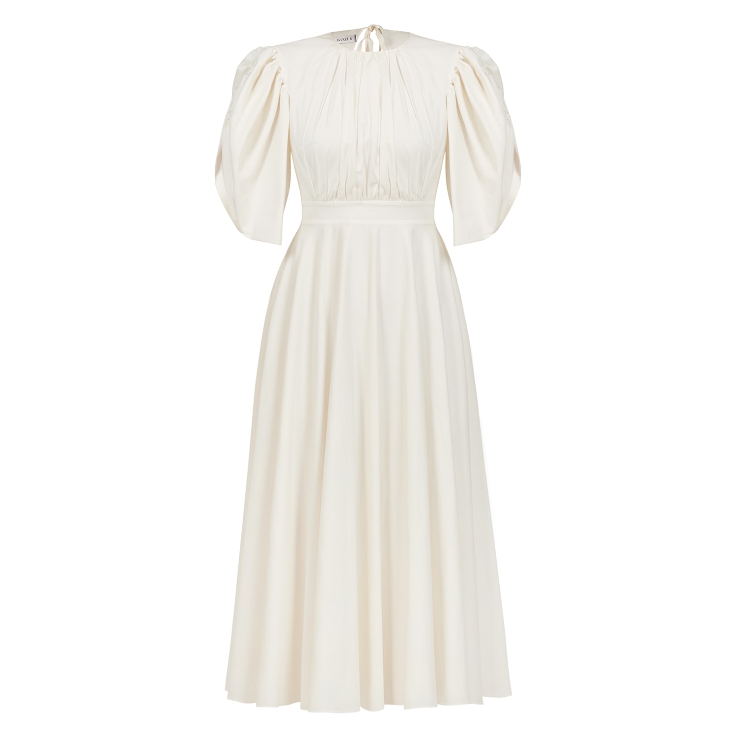 Avenue 8 Women's White Drawstring Detailed Poplin Mid-length Dress In White