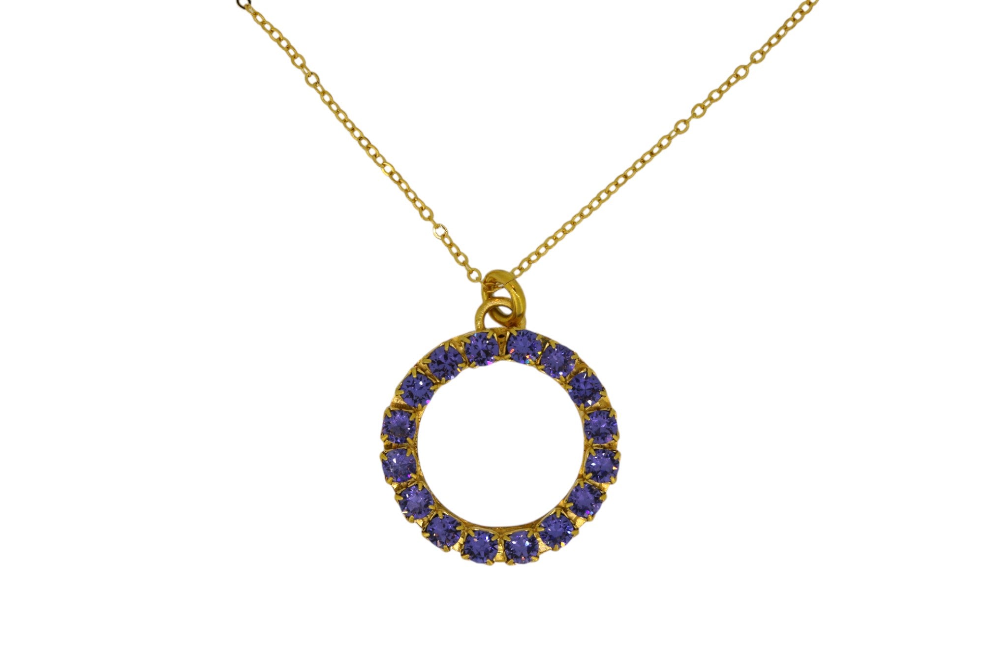 Vickisarge Women's The Purple Hoop Necklace In Gold - Long In Purple