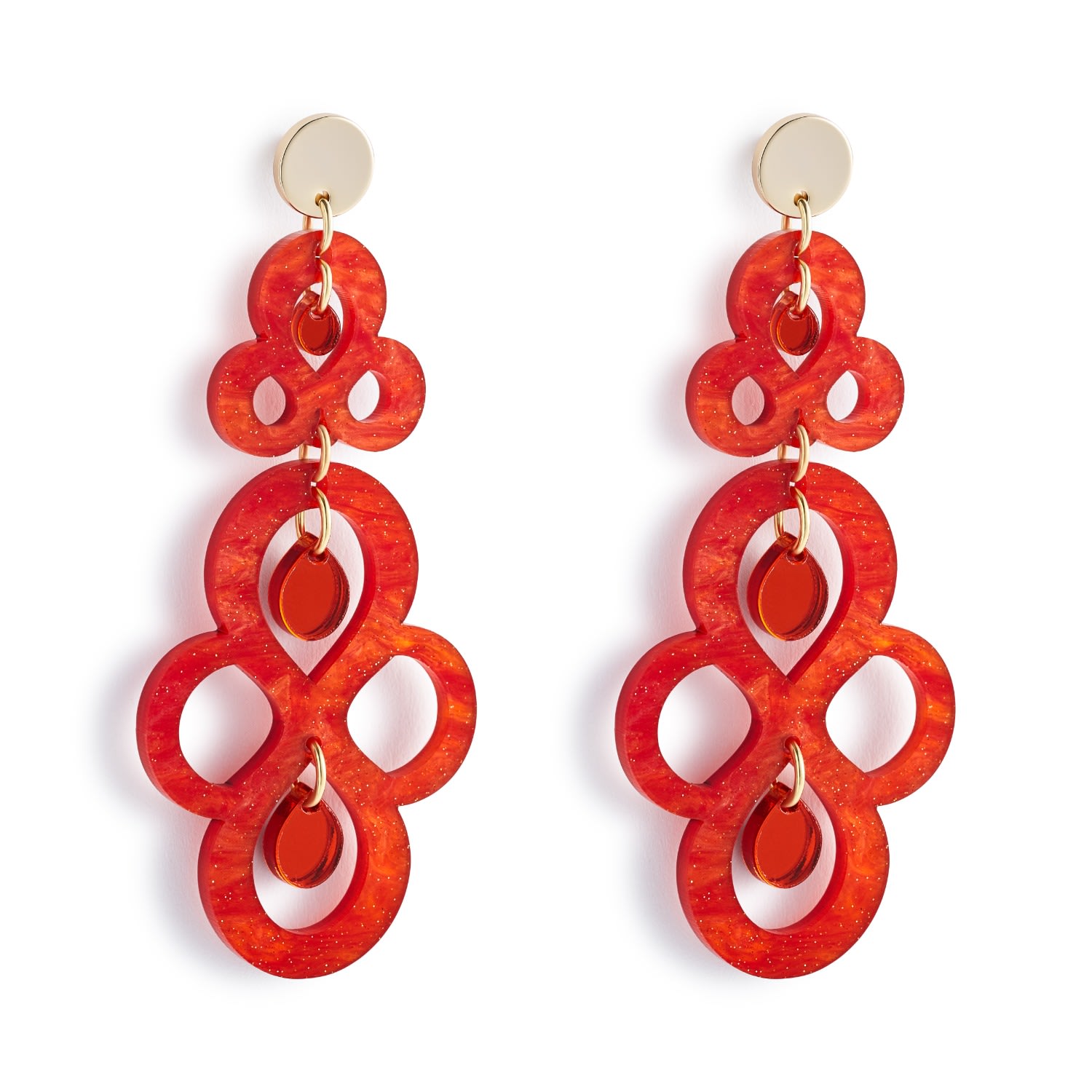 Toolally Women's Red / Yellow / Orange Batik Earrings - Sienna Red & Orange Mirror In Red