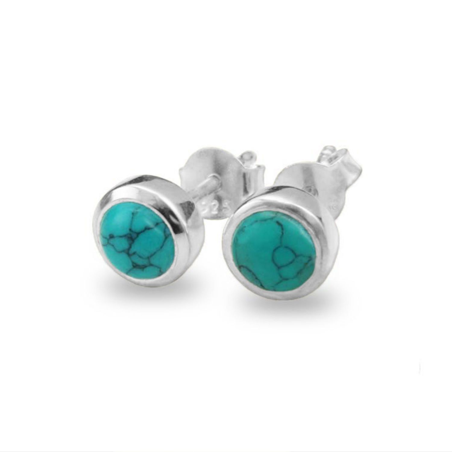 The Jewellery Store London Women's Silver / Blue December Birthstone Earring Studs – Turquoise Gemstone In Sterling Silver