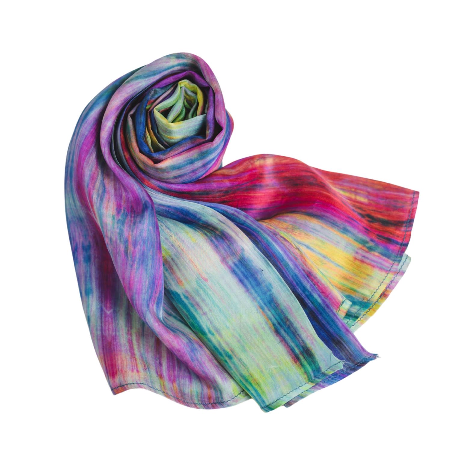 Silk And Bears Women's Rainbow Brushstroke Hand-dyed Silk Shawl – Mulberry Silk Wrap In Purple