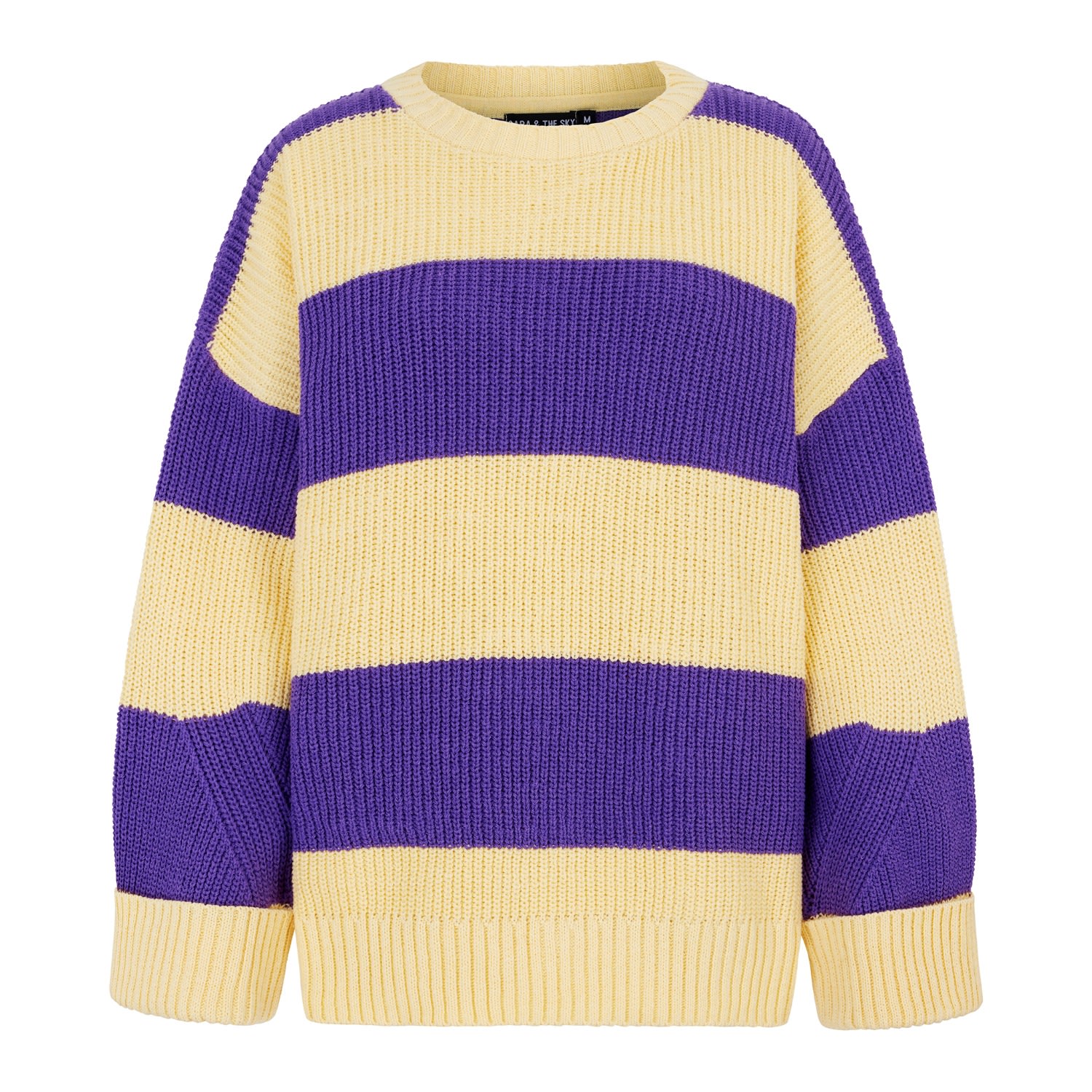 Cara & The Sky Women's Pink / Purple / Yellow Rhiannon Recycled Cotton Chunky Stripe Jumper - Purple And Yellow In Pink/purple/yellow