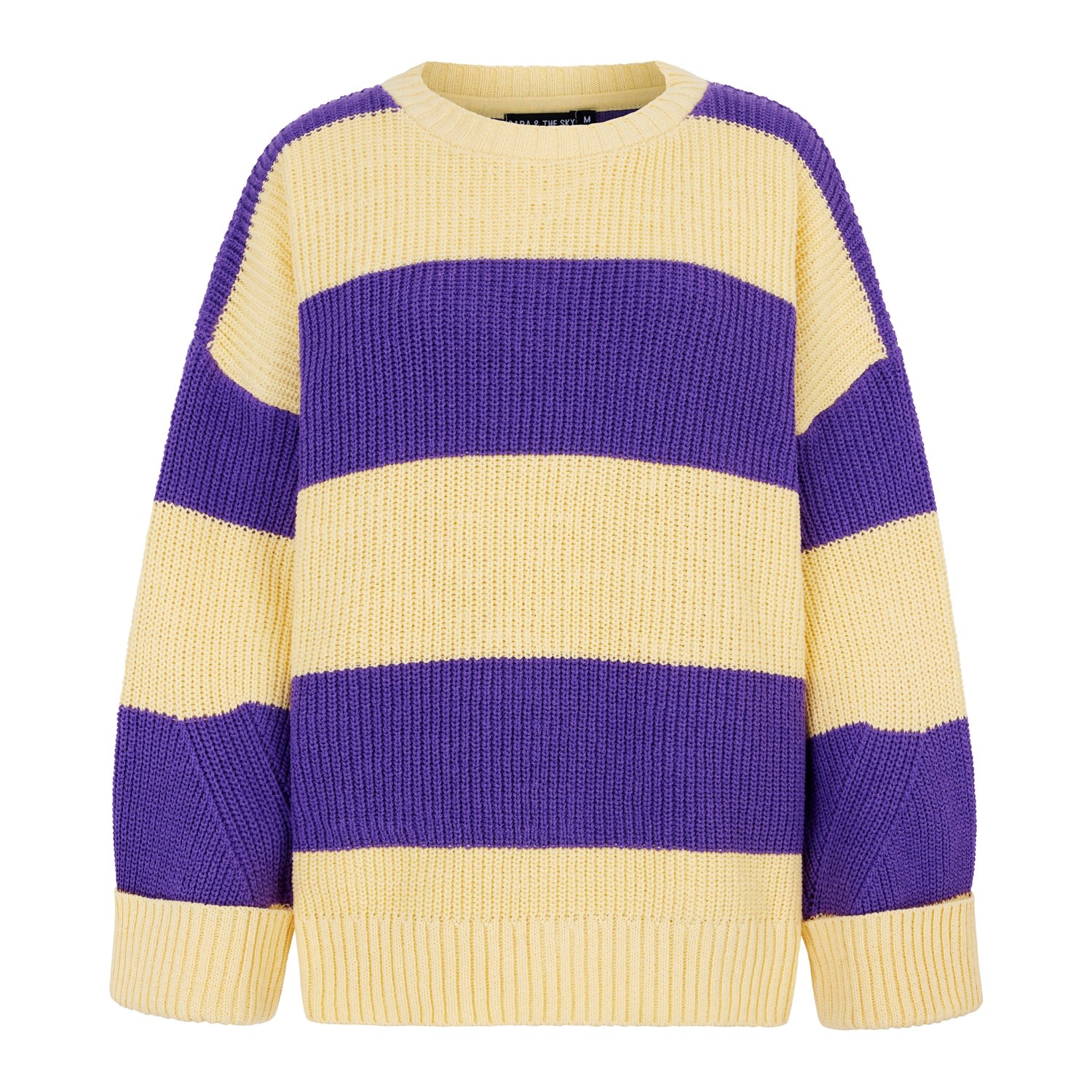 Women’s Pink / Purple / Yellow Rhiannon Recycled Cotton Chunky Stripe Jumper - Purple And Yellow Small Cara & the Sky