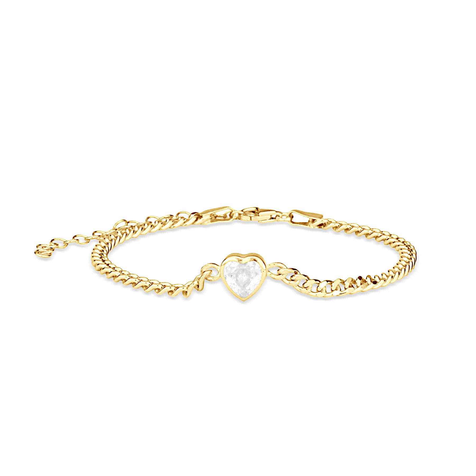 Women’s Gold Fancy Shape On A Curb Chain Bracelet Shymi