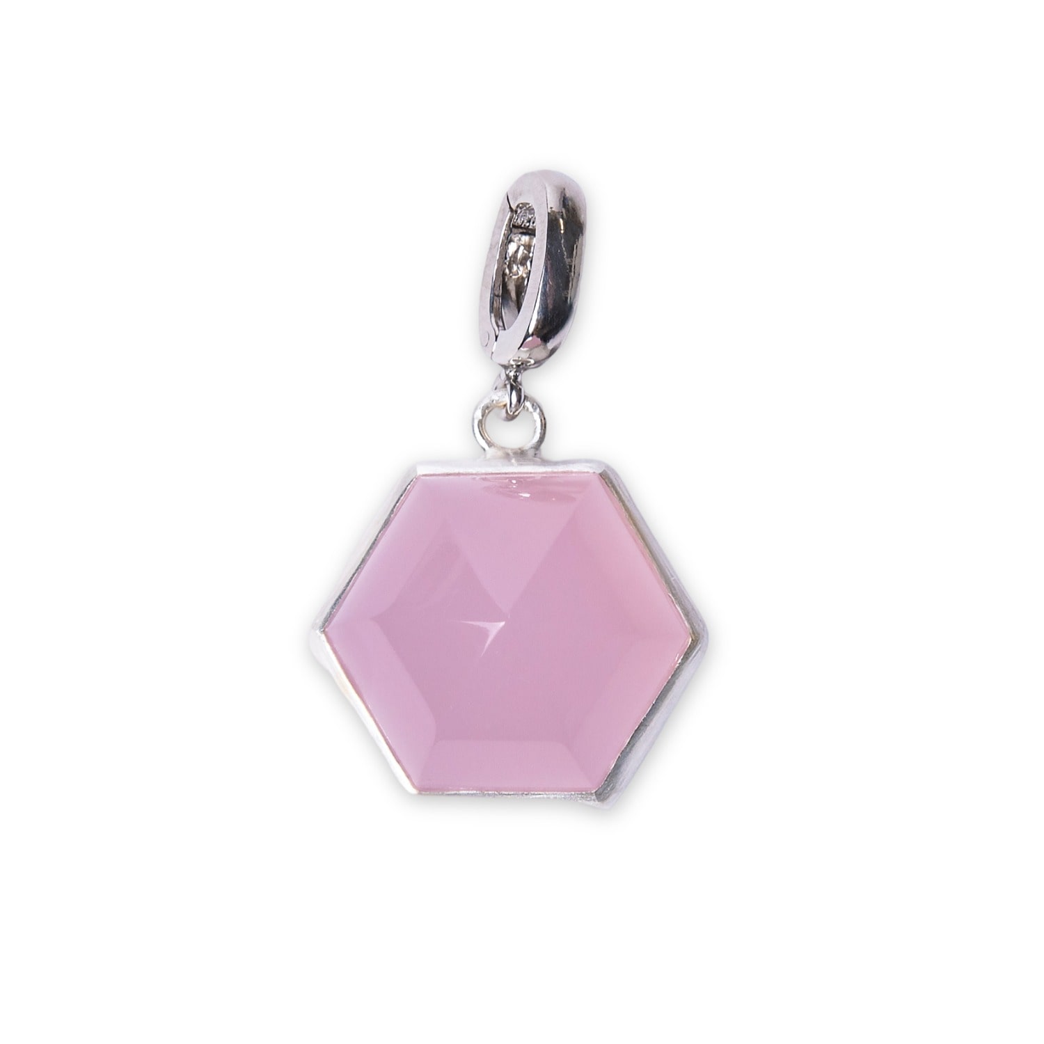 Golden Horn Jewellery Women's Pink / Purple Pink Quartz Dome Silver Charm Clip-on Pendant