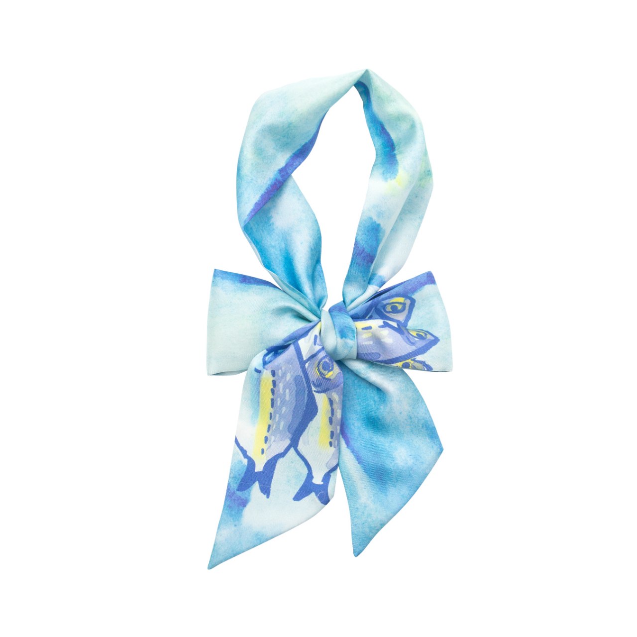 Lost Pattern Nyc Women's Blue Fin Silk Skinny Scarf In Blue