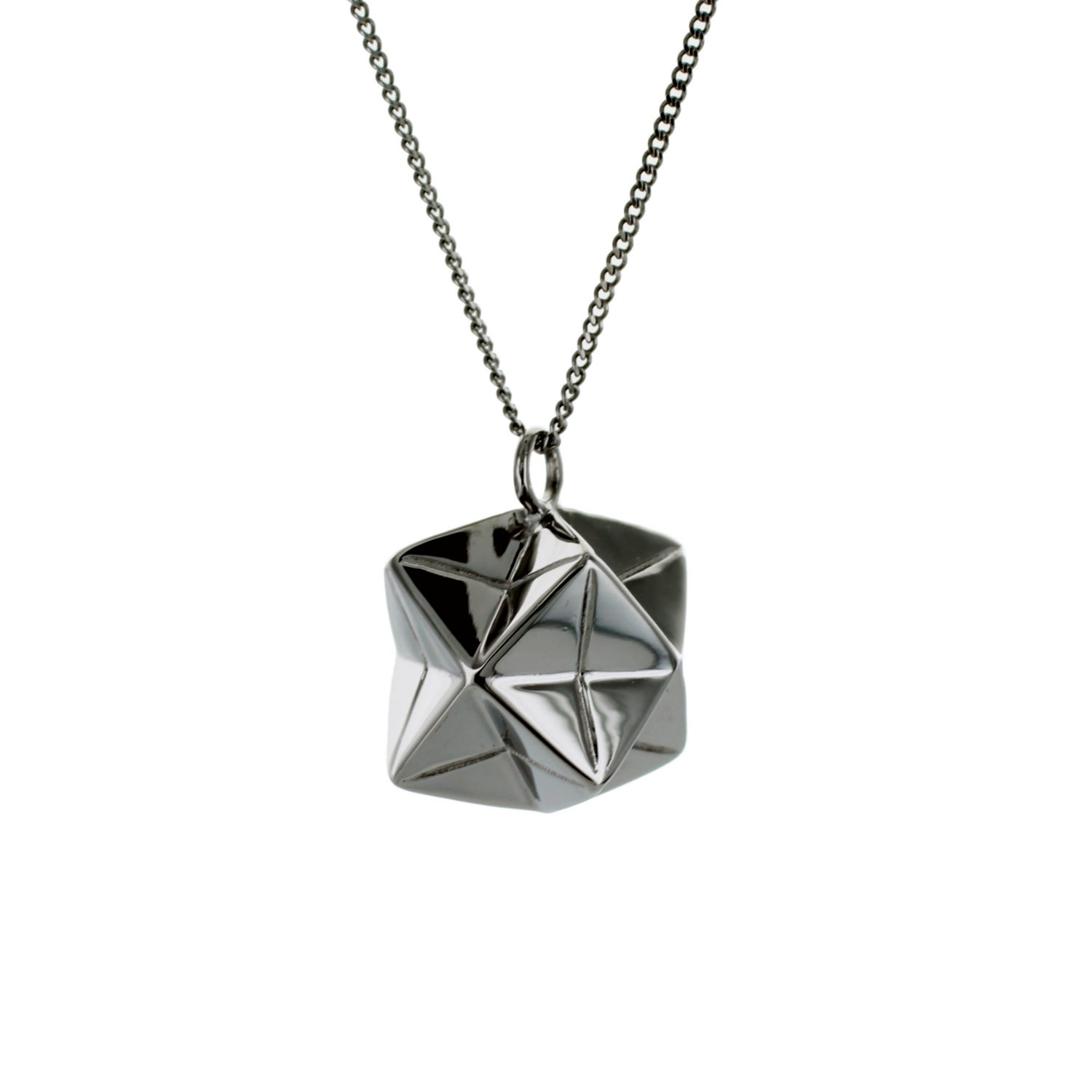 Women’s Magic Ball Necklace Gun Metal Origami Jewellery