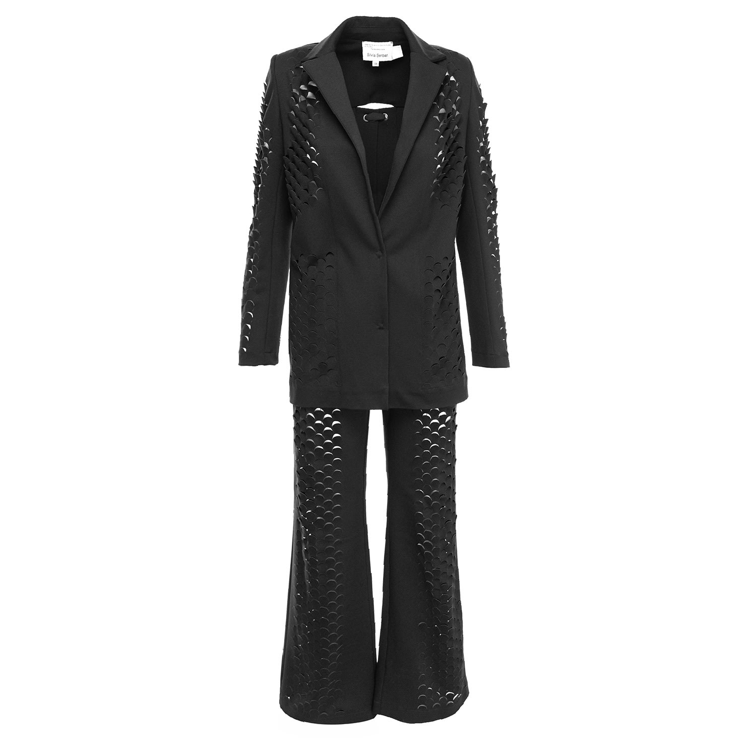 Silvia Serban Women's "dragon Skin" Laser Cut Black Suit