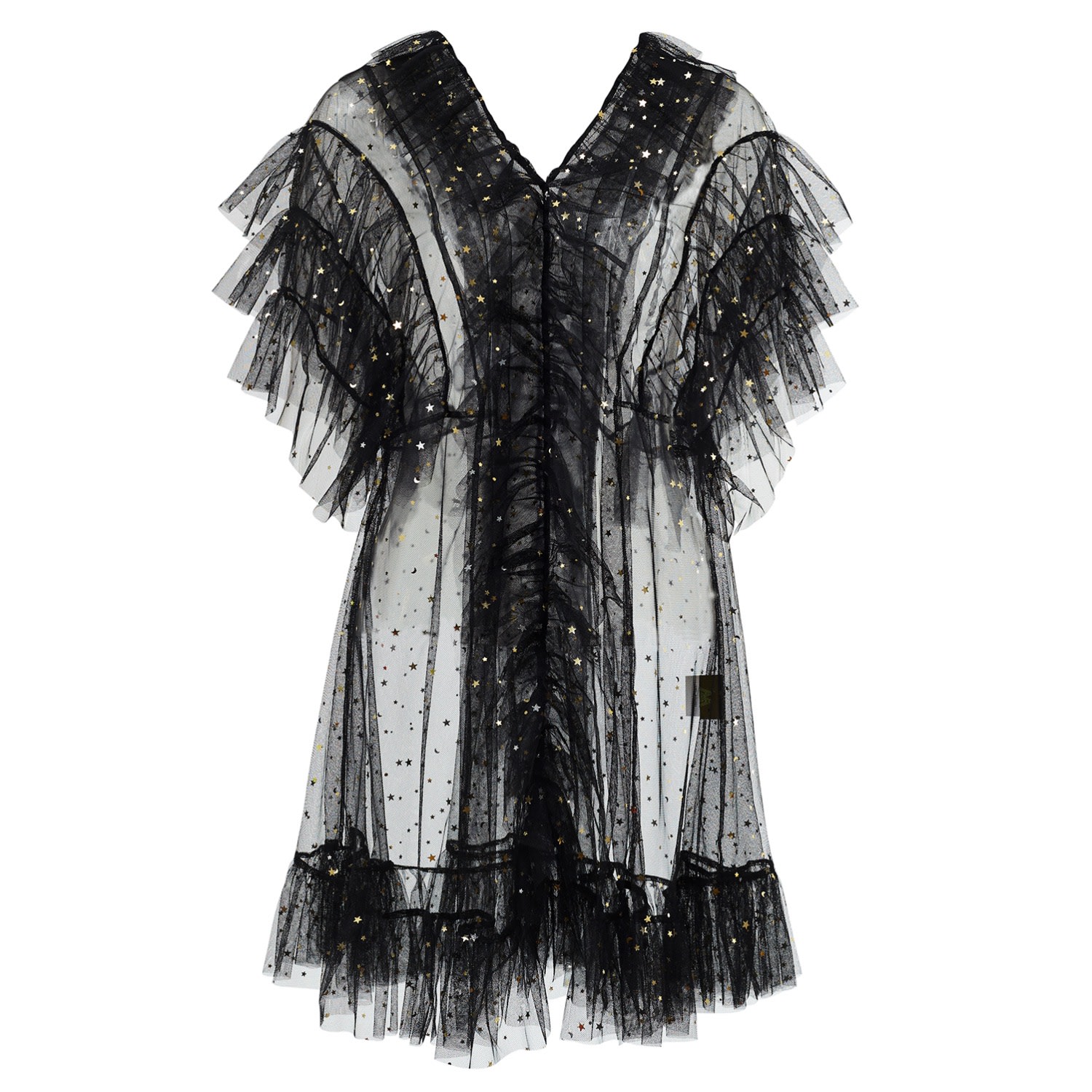 By Moumi Women's Black / Gold Tulle Babydoll Black Star In Black/gold
