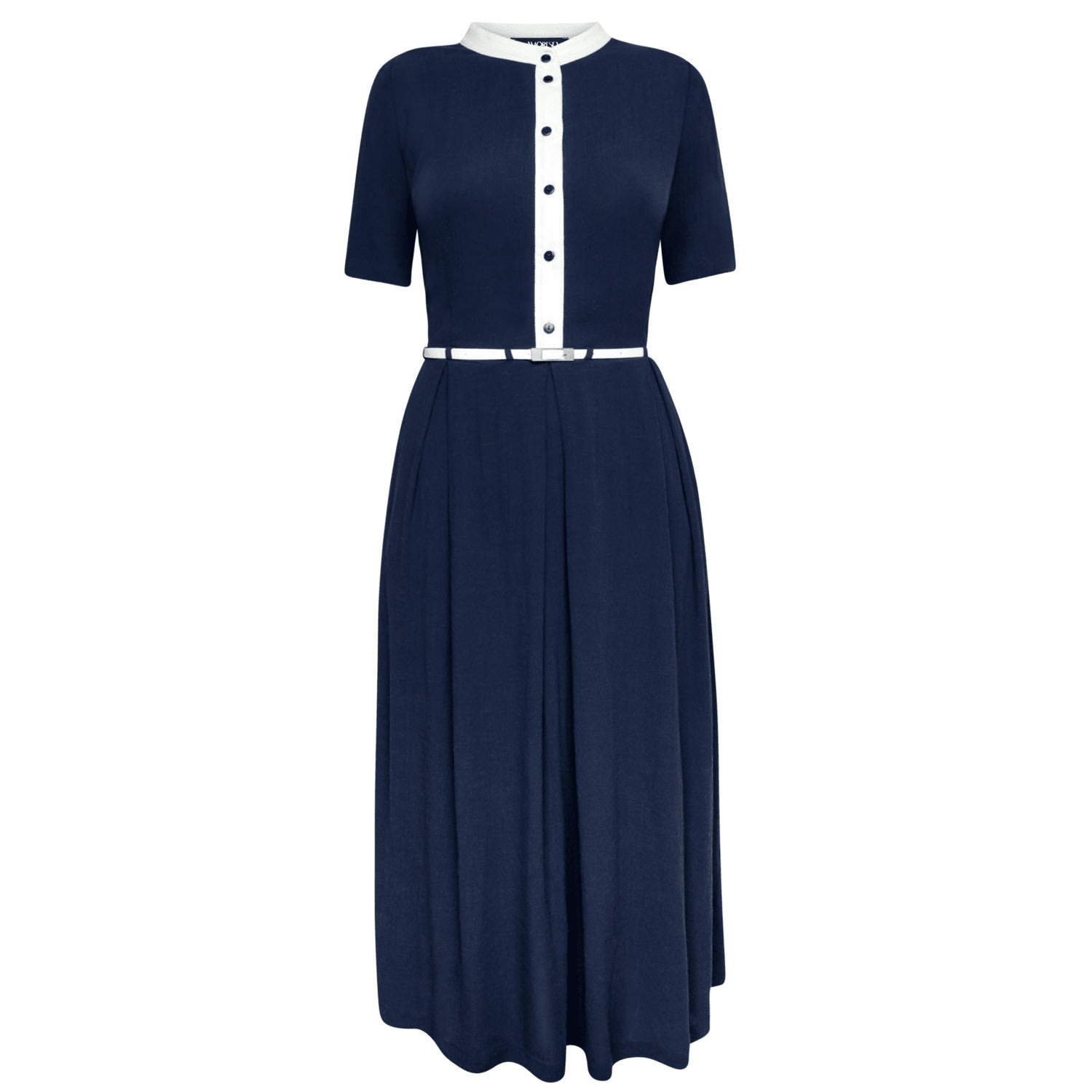Amoresea Women's Sophisticated Navy Blue Midi Dress With Pockets In Blue