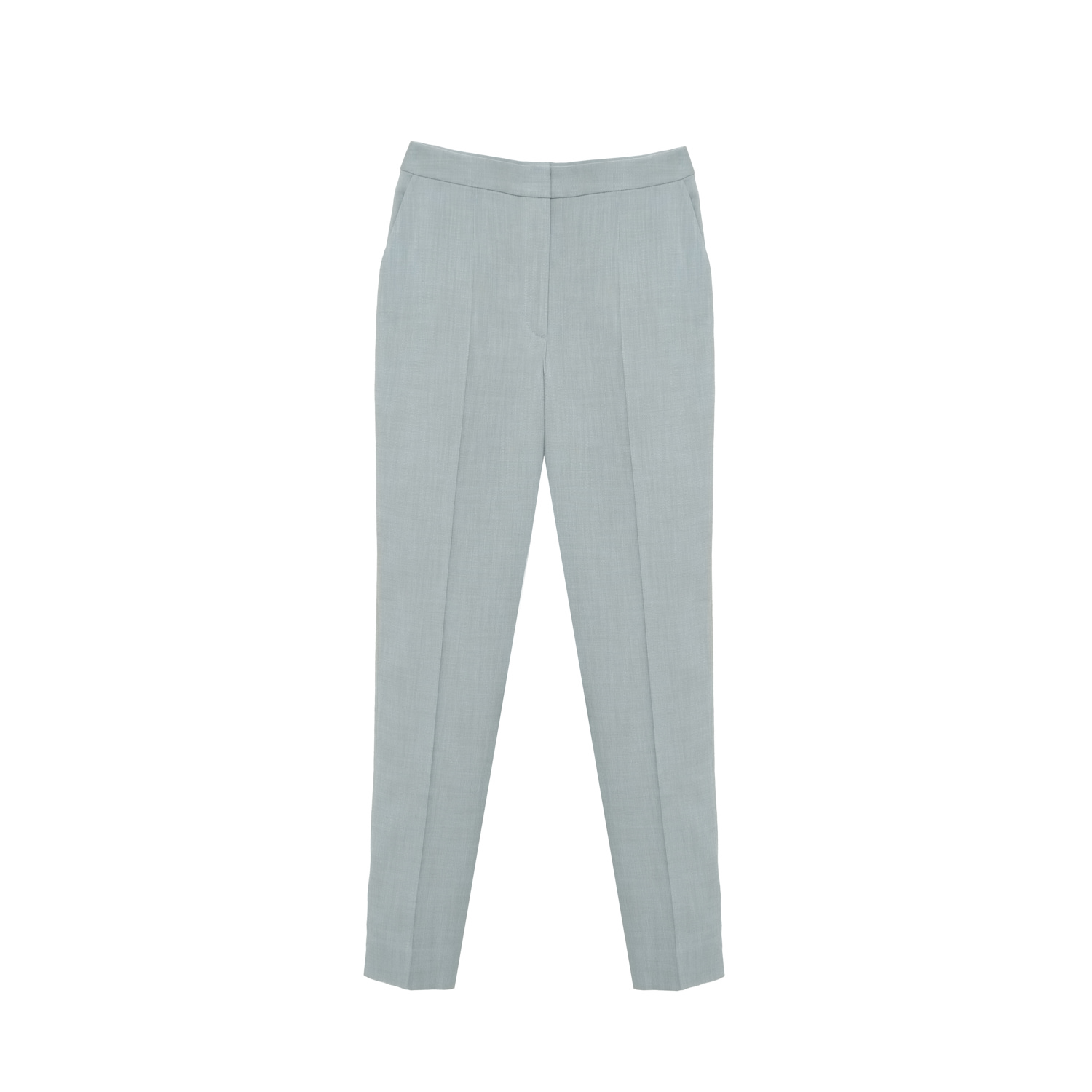 Inavati Women's Slim Fit Dust Blue Trousers With Front Pleats In Blue