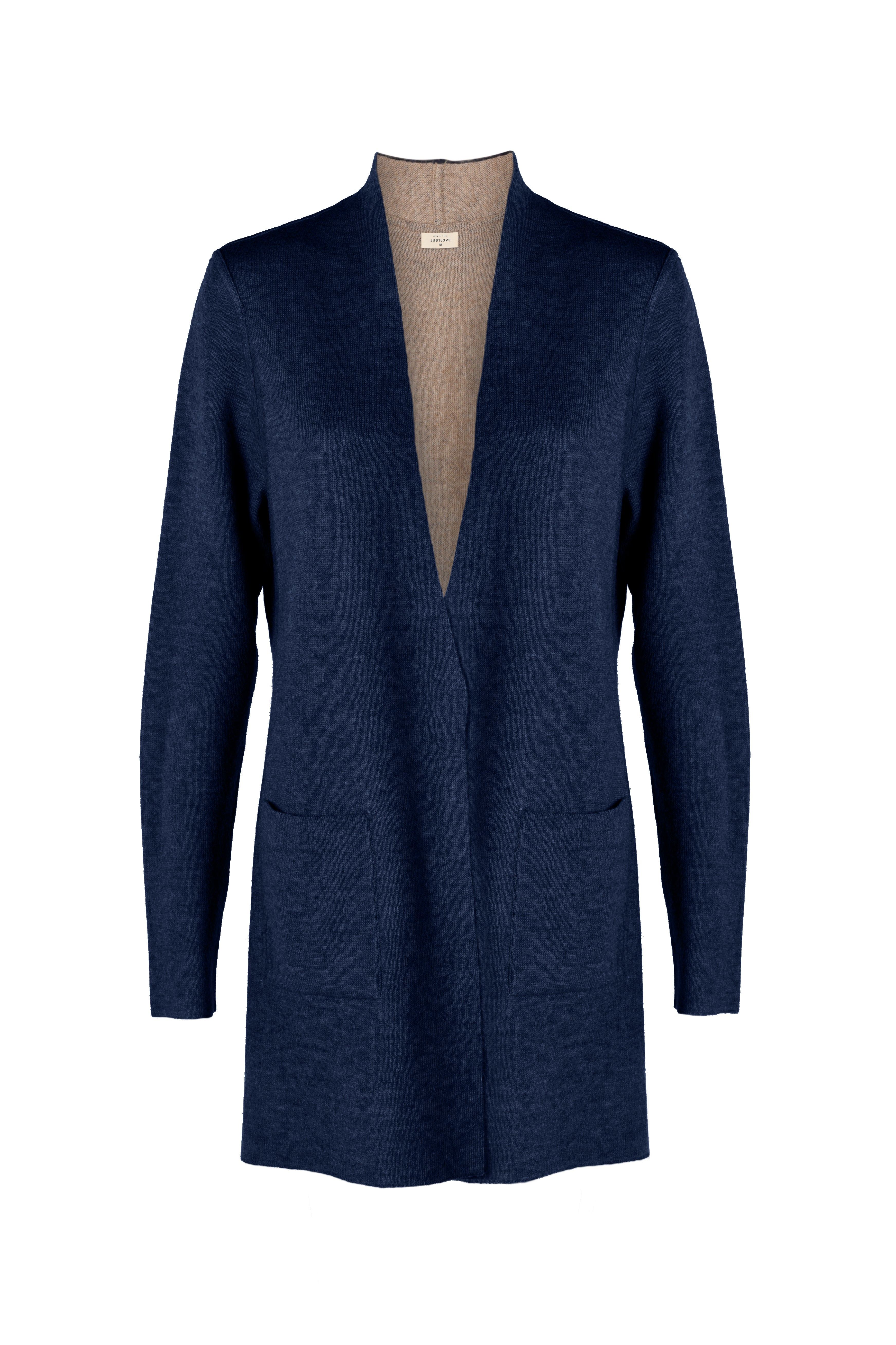Justlove Women's Blue / Brown Cardigan Made Of Baby Alpaca Paso Doble Blue In Blue/brown