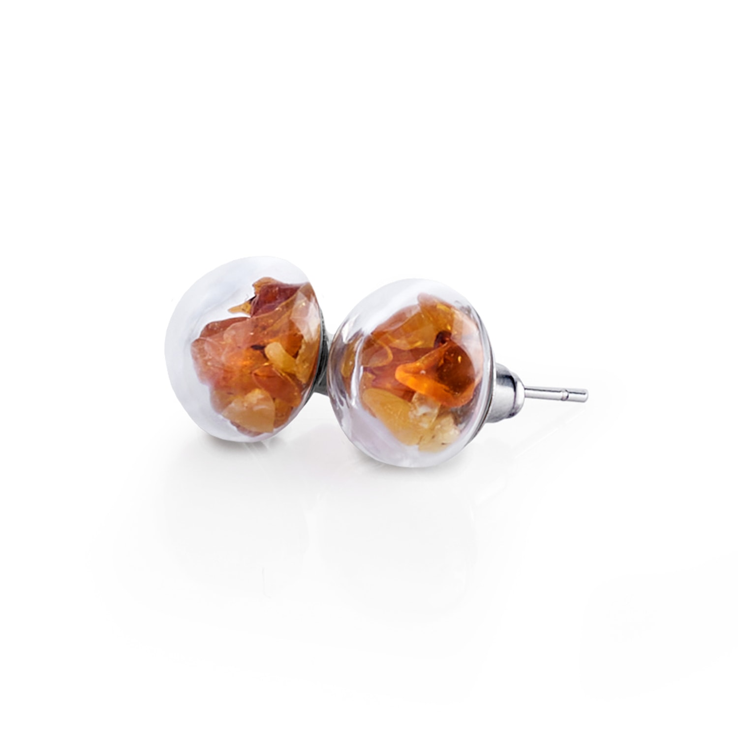 My Little Nature Women's Yellow / Orange Amber Earrings With Natural Amber Stones - Designer Jewellery - Orange Earri