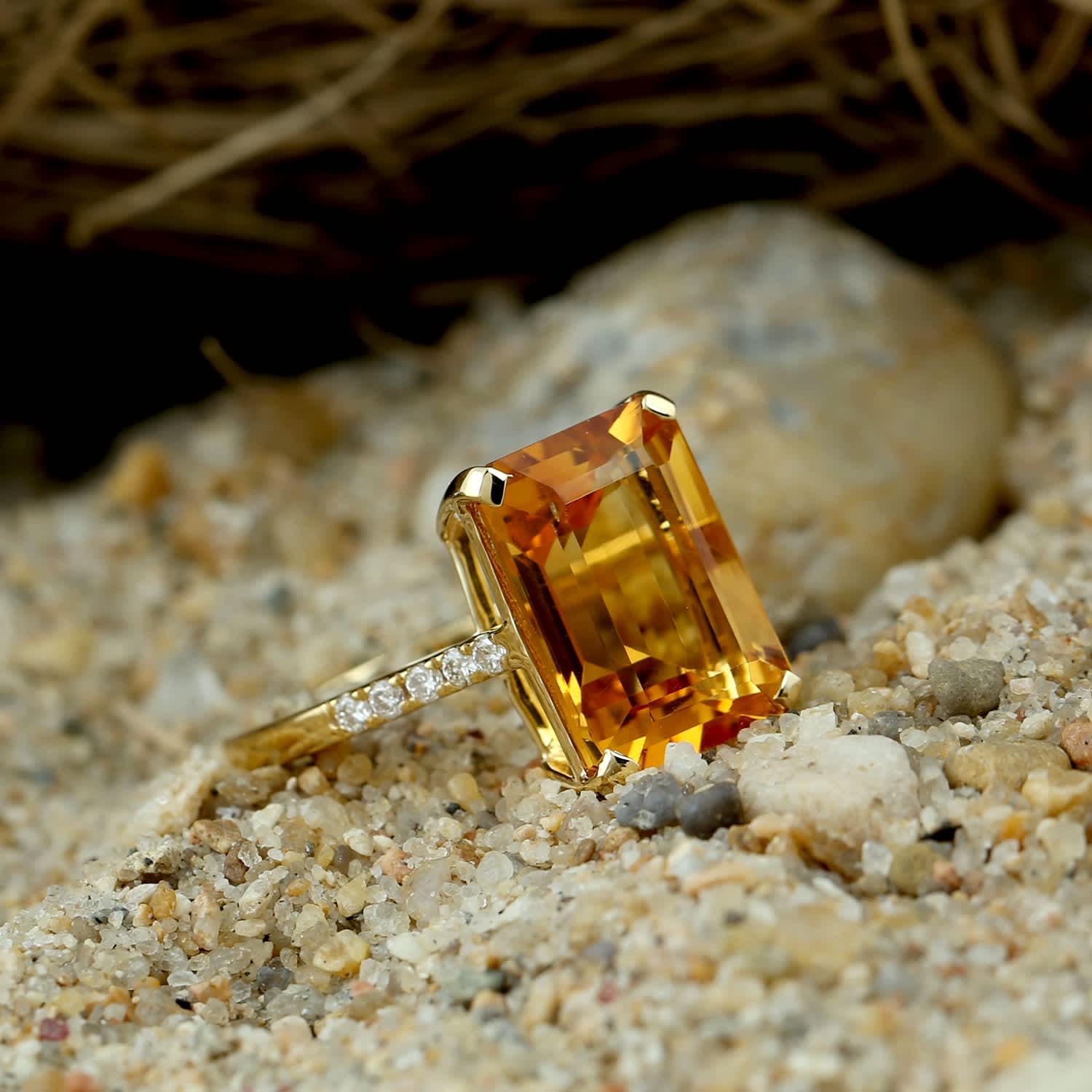 Emerald and sales citrine ring