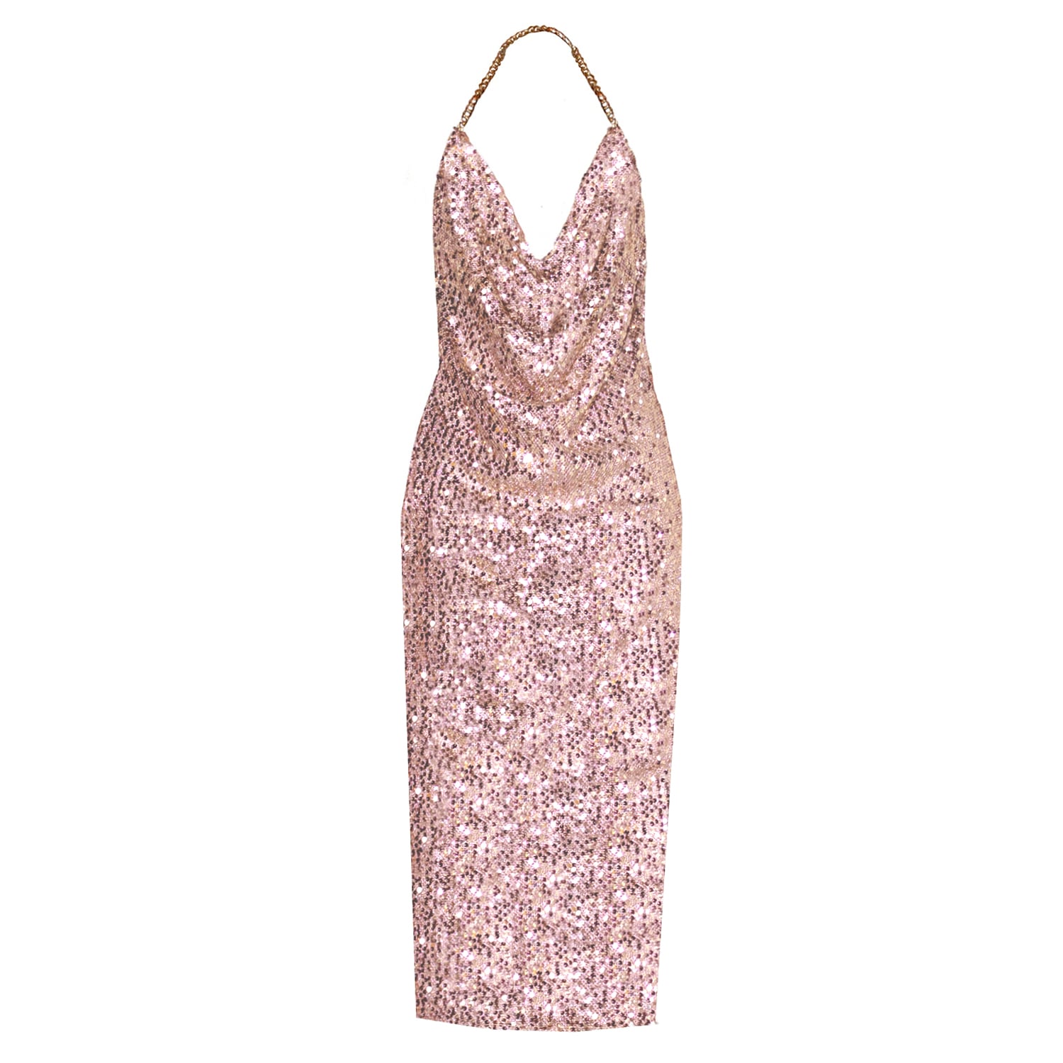 Angelika Jozefczyk Women's Gold / Pink / Purple Midi Sequin Party Dress Ibisa Rose