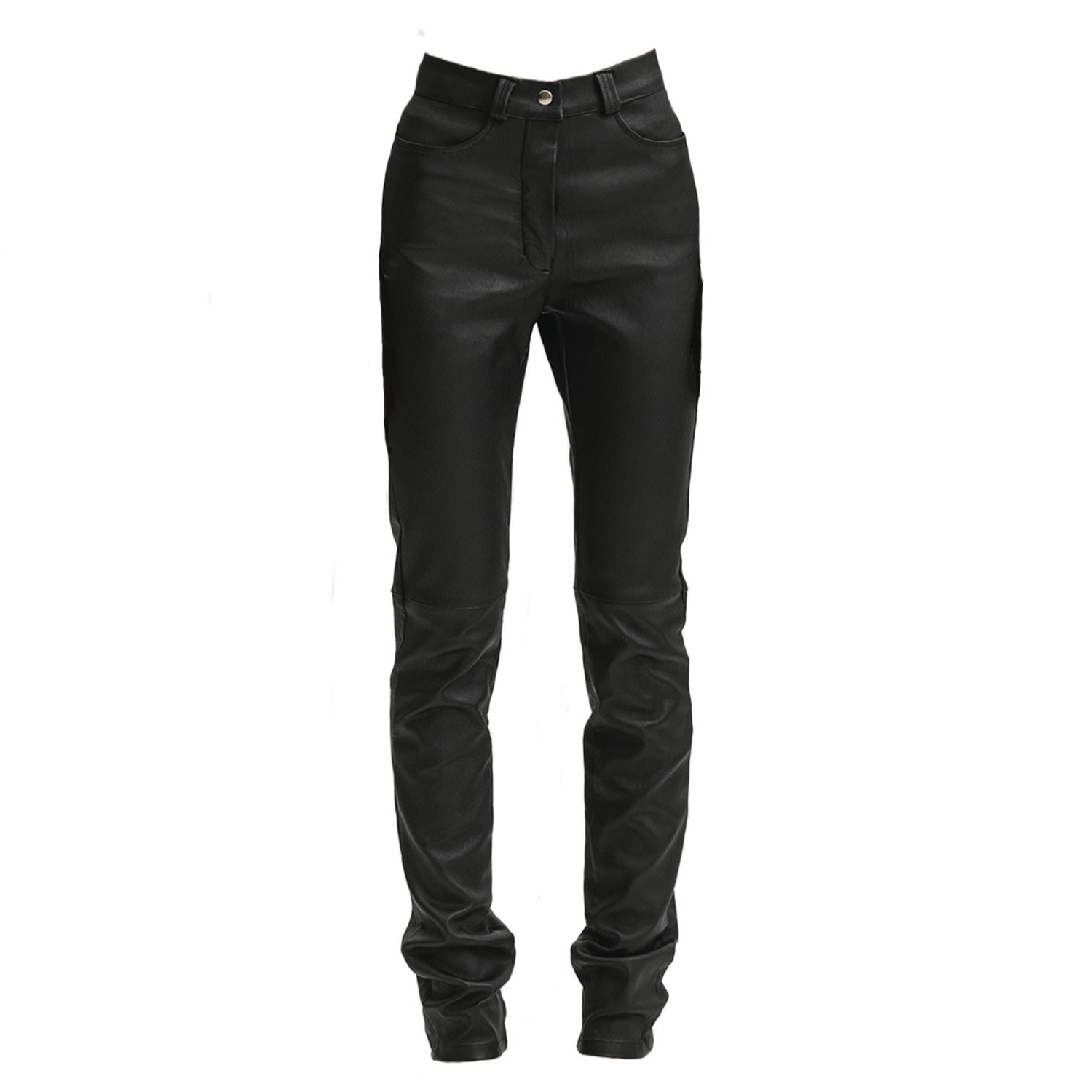 Galleriadele Women's Black Runway Stretch Lamb Leather Pants In Black