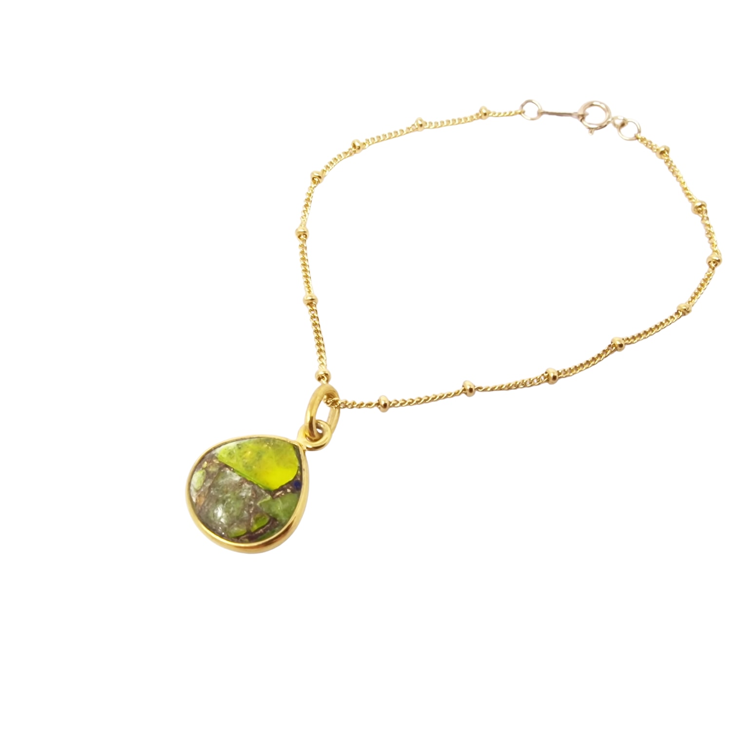 Women’s Green / Gold Natural Peridot August Birthstone Gold Plated Bracelet Harfi