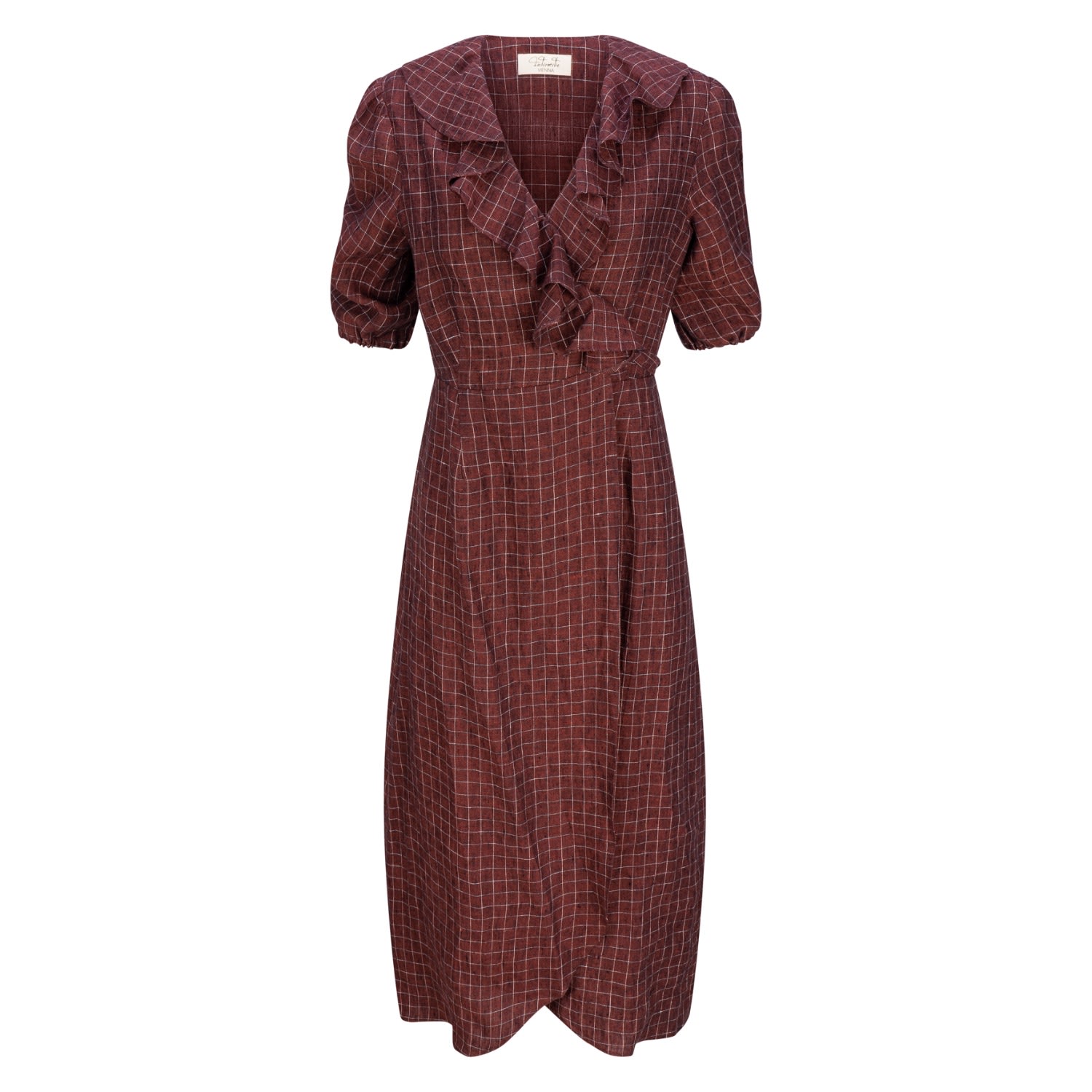 Women’s Red Cornwall Burgundy Bliss Linen Wrap Dress Maxi Medium Introvertie Vienna