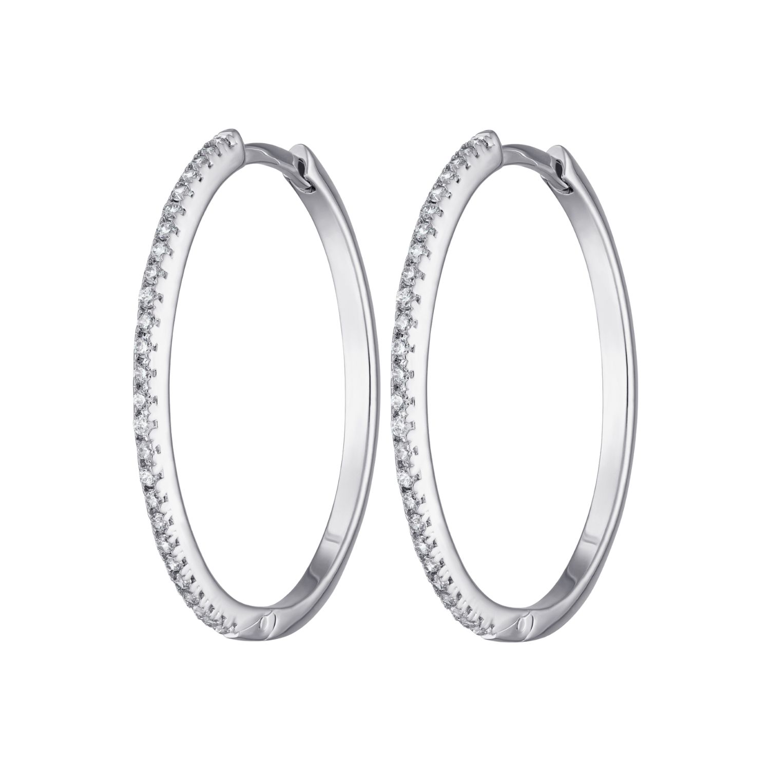 Scream Pretty Women's Silver Slim Sparkling Perfect Hoop Earrings