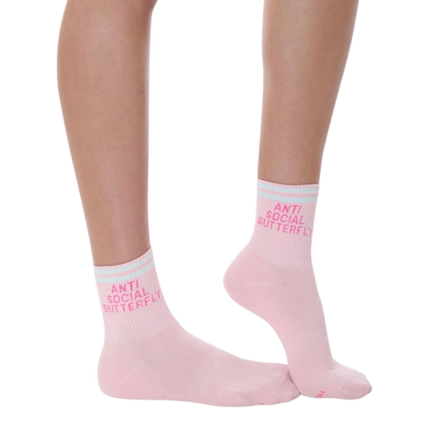 High Heel Jungle By Kathryn Eisman Women's Grey Anti Social Butterfly Cotton Sock In Gray