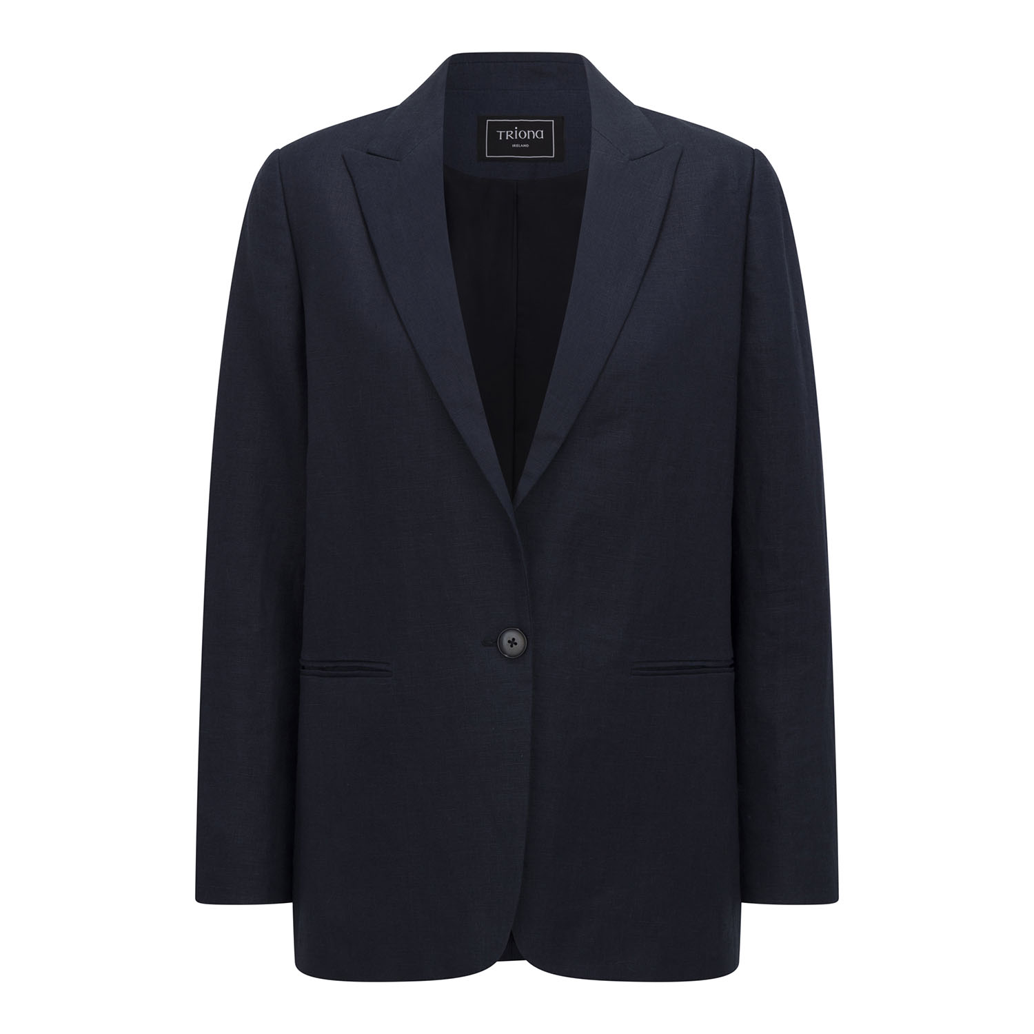 Triona Women's Blue Navy Cara Irish Linen Blazer In Blue