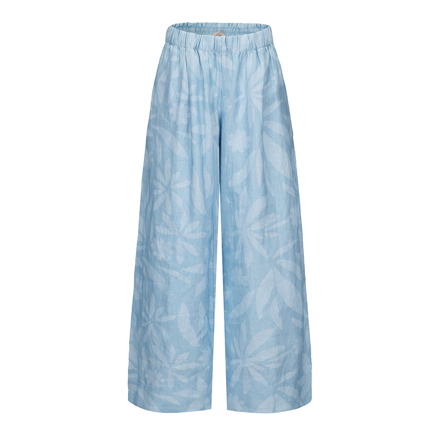 Nuaje Nuaje Women's Blue / White Rhea Wide Leg Linen Pant In Blue