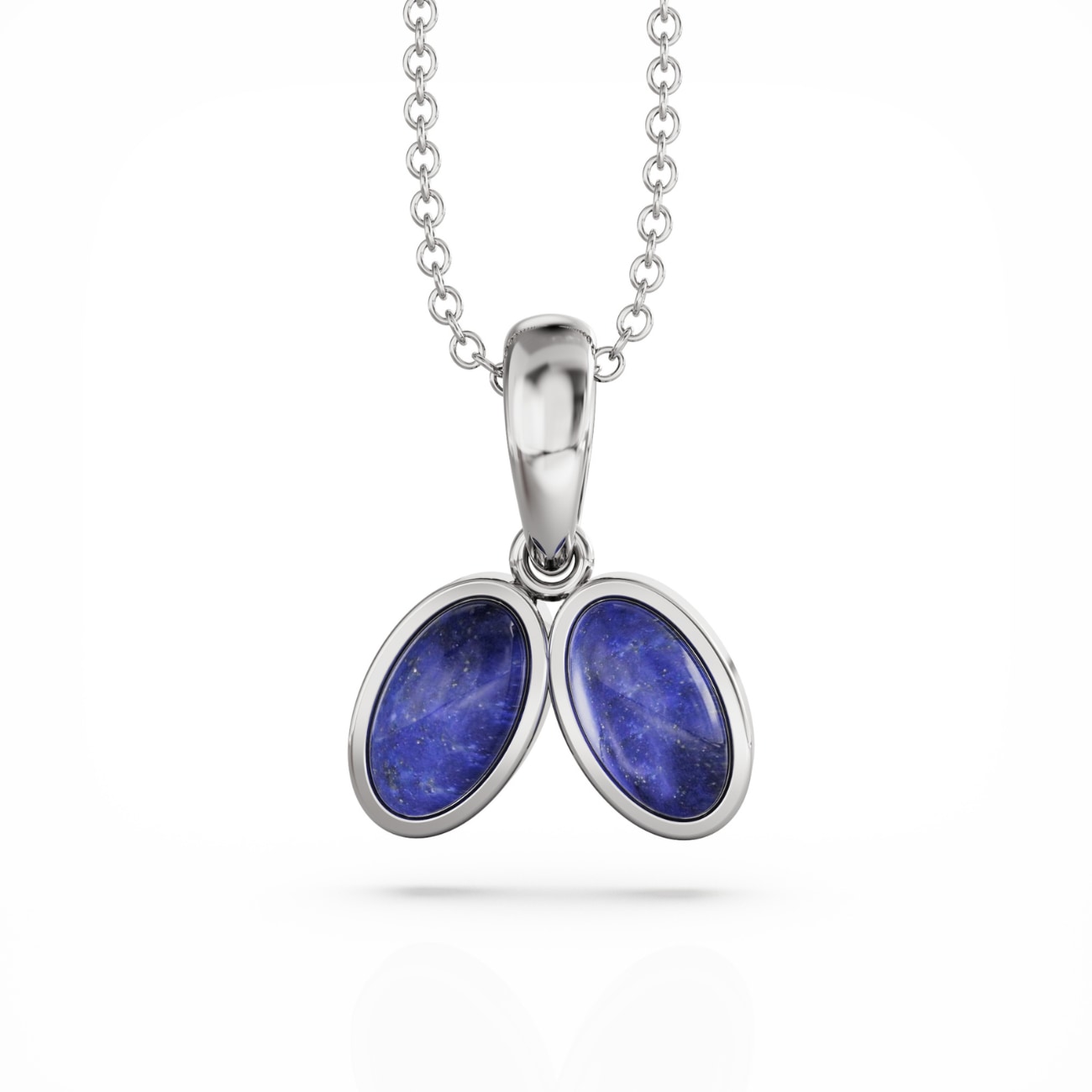 Linda Fiore Women's Blue / Silver You & Me Baby Sterling Silver Necklace With Blue Lapis Lazuli Stones