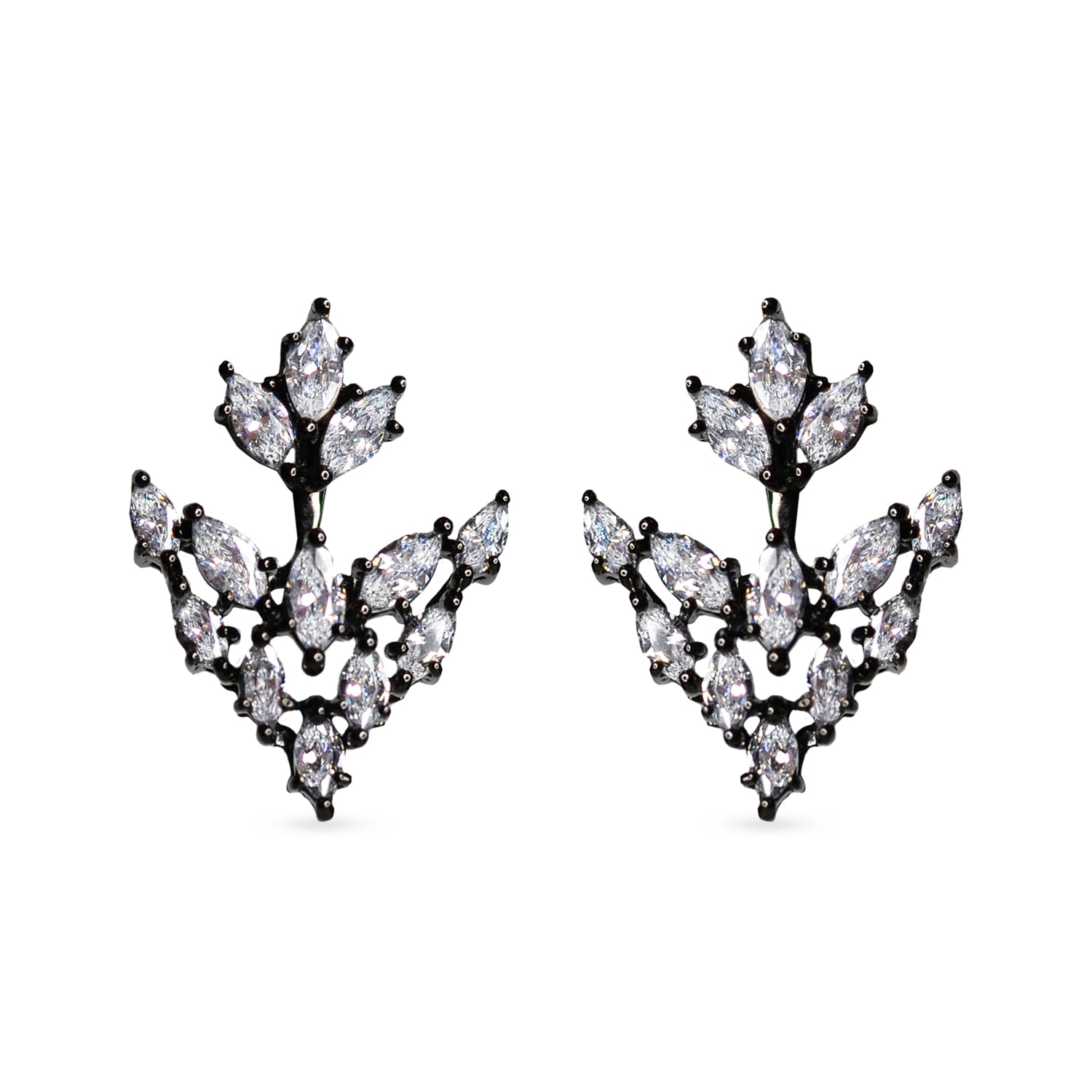 Sally Skoufis Women's Black / White Renaissance Cascade Earrings With Man Made White Cz Diamond Stimulant In Black