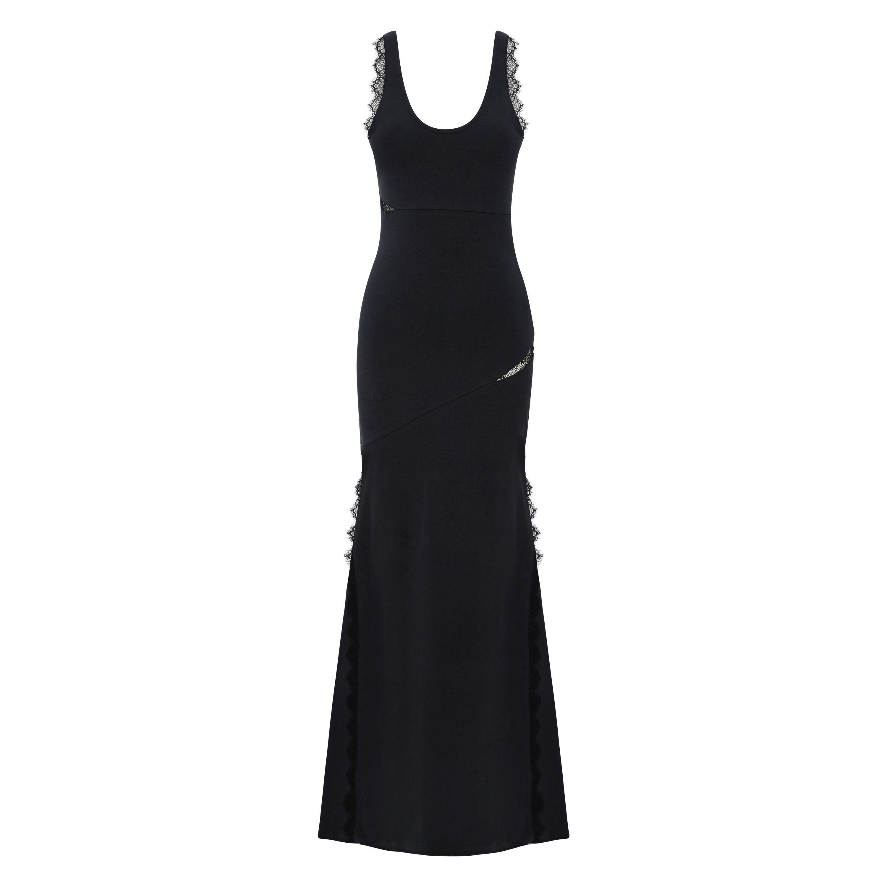Pcfg Women's Cotton Long Fitted Black Dress With Straps In Black