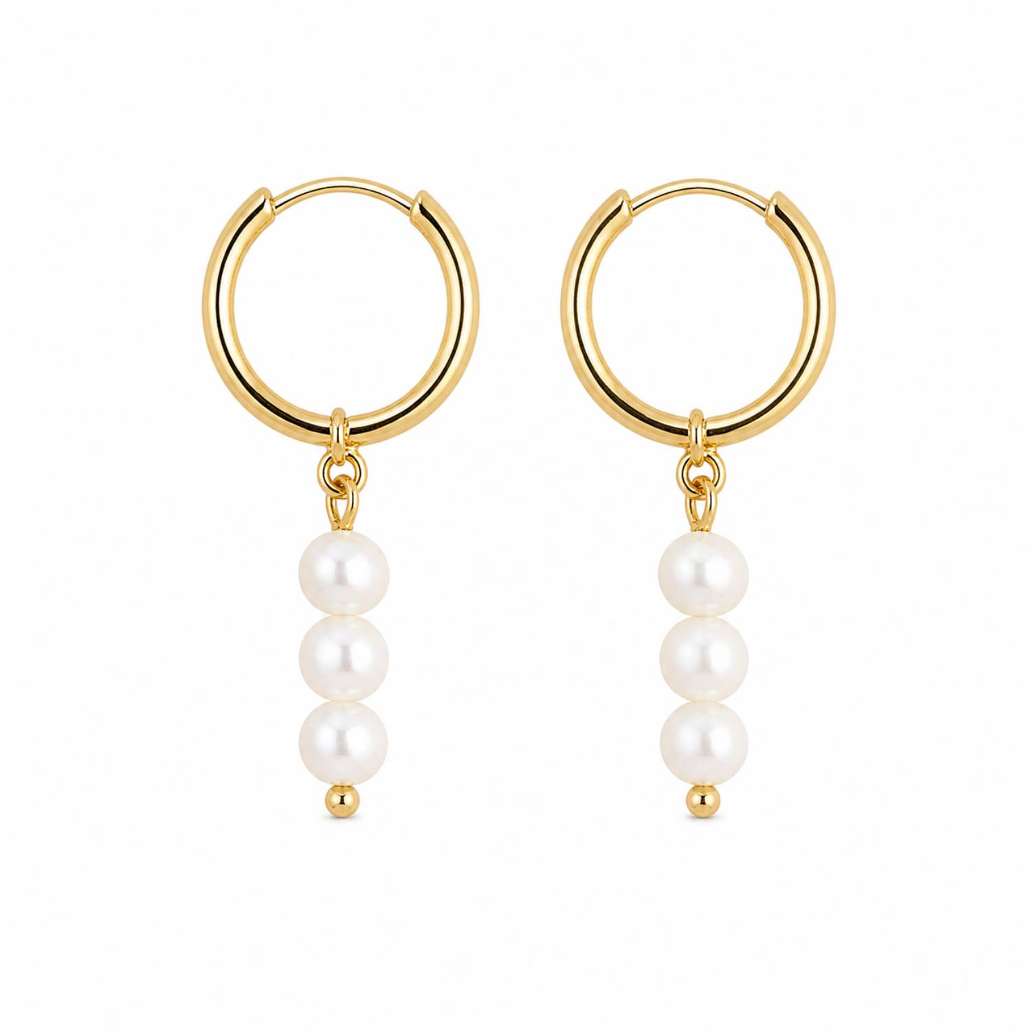 Women's White Gold Vermeil Pearl Hoop Earrings, Everyday Fine Jewelry | Pearl Code