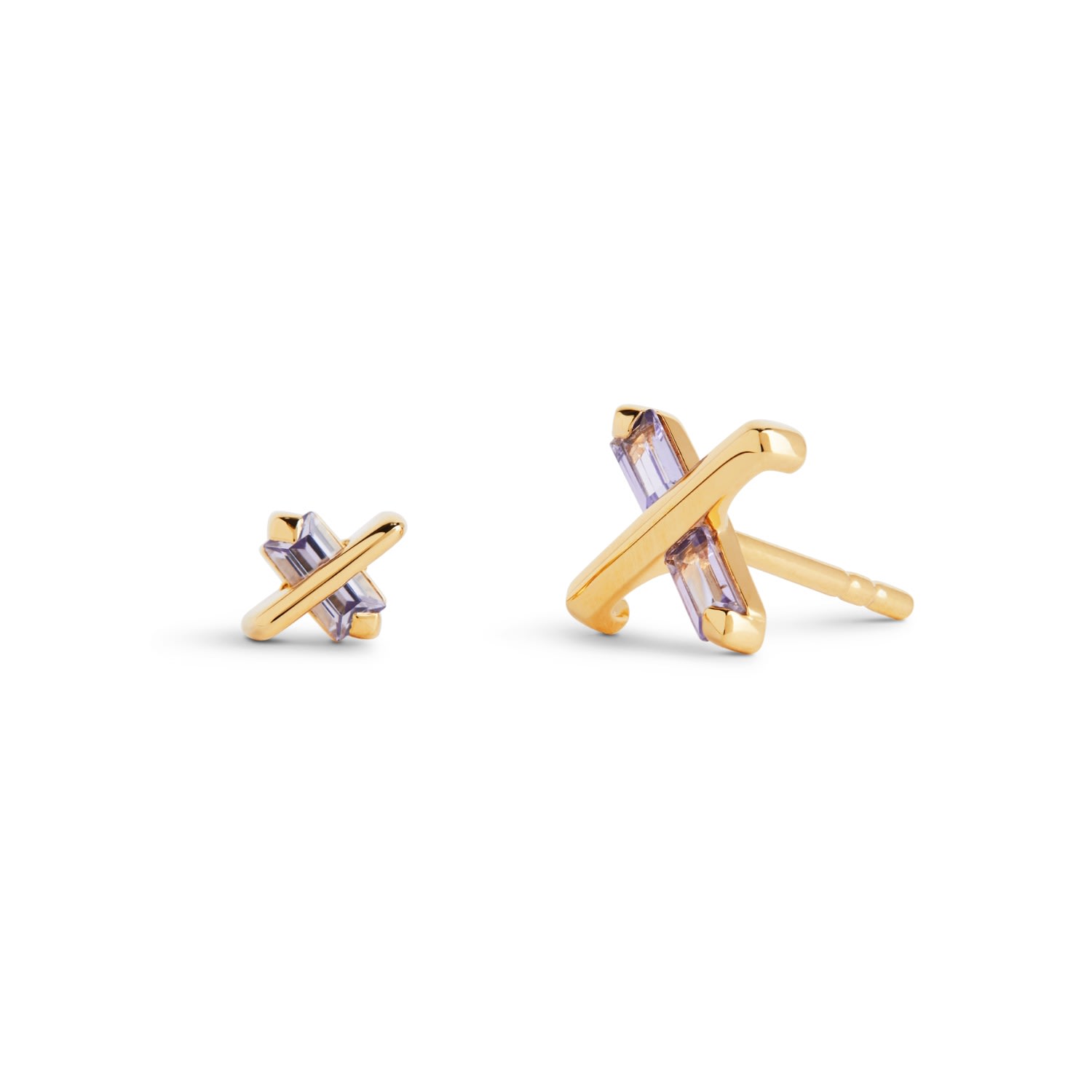 Kasun Women's Blue / Pink / Purple Butterfly Kiss Earrings - December - Tanzanite - Gold Vermeil