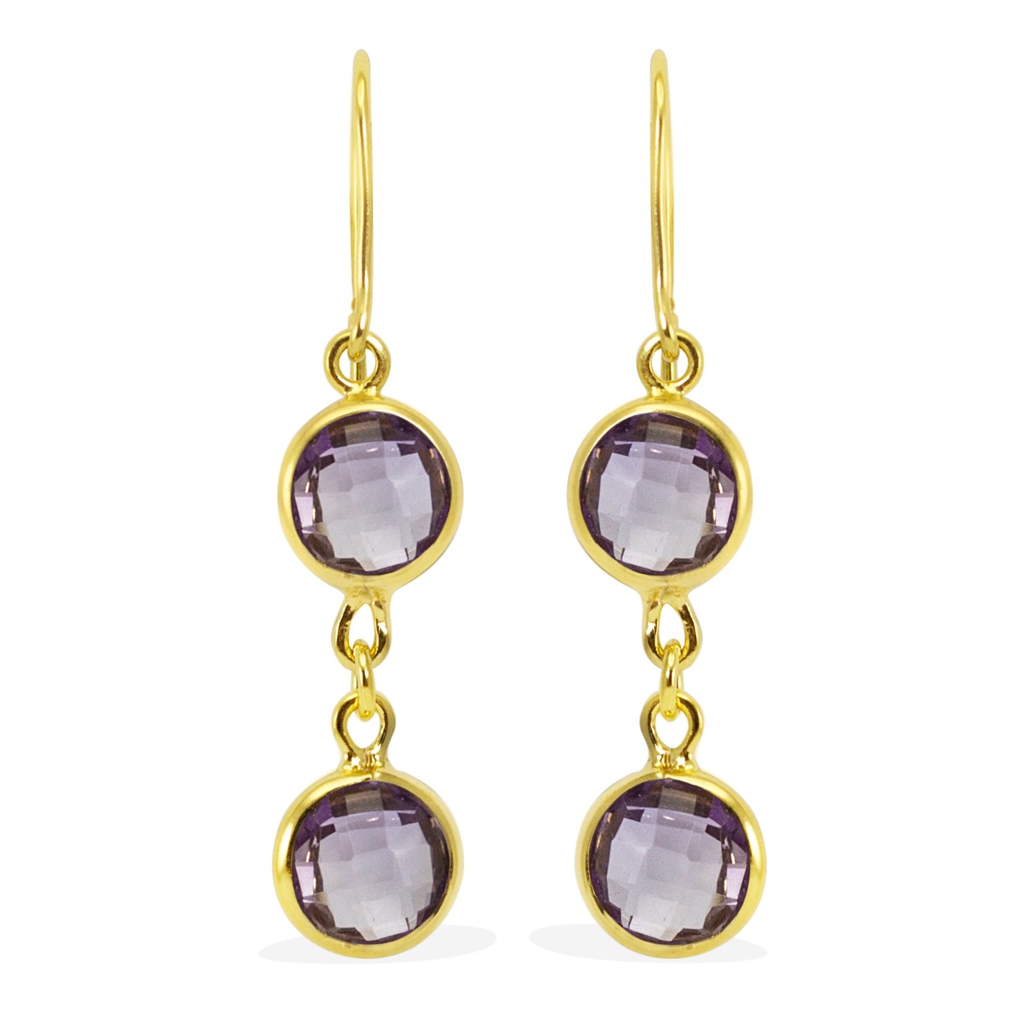 Women’s Pink / Purple / Gold Panarea Amethyst Gold Earrings Vintouch Italy