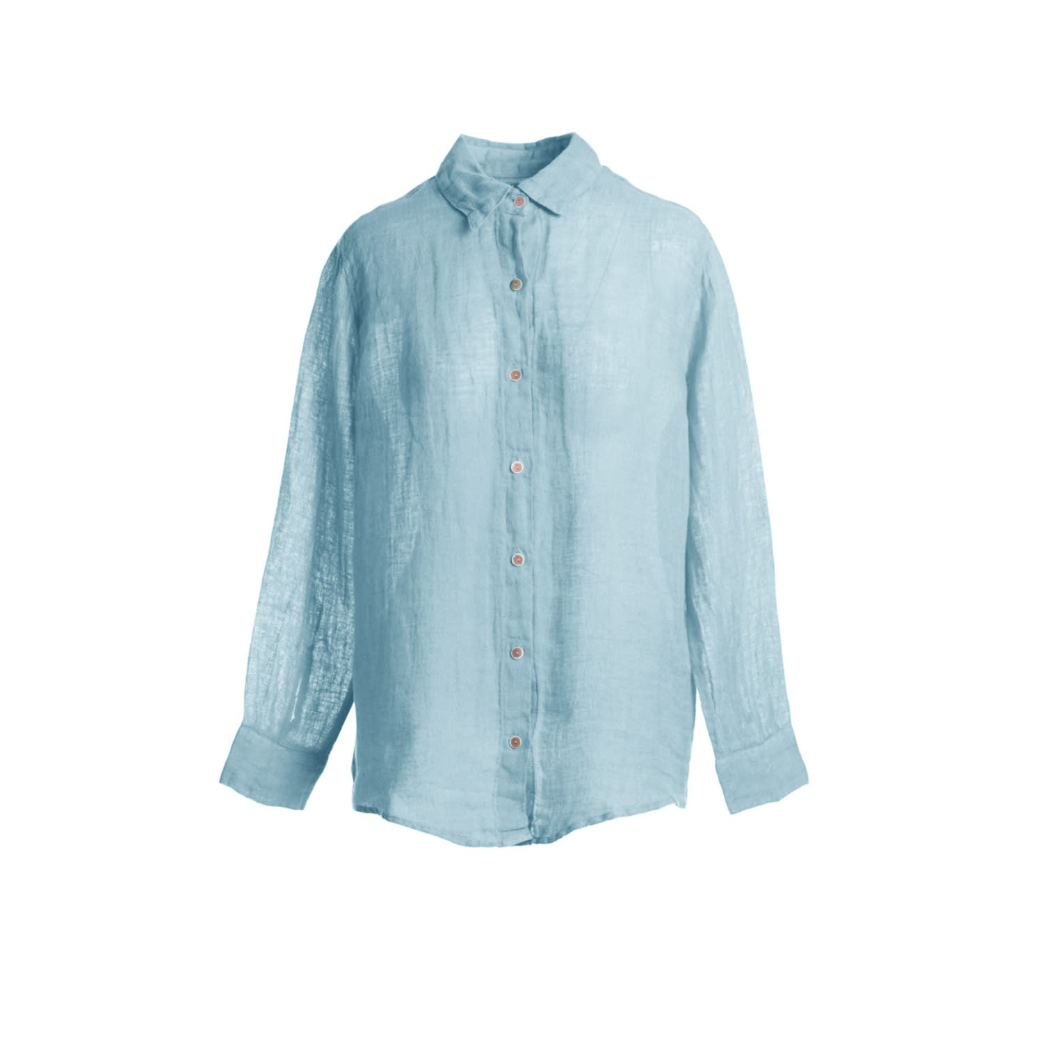 Haris Cotton Women's Blue Linen Gauze Shirt - Ocean Air