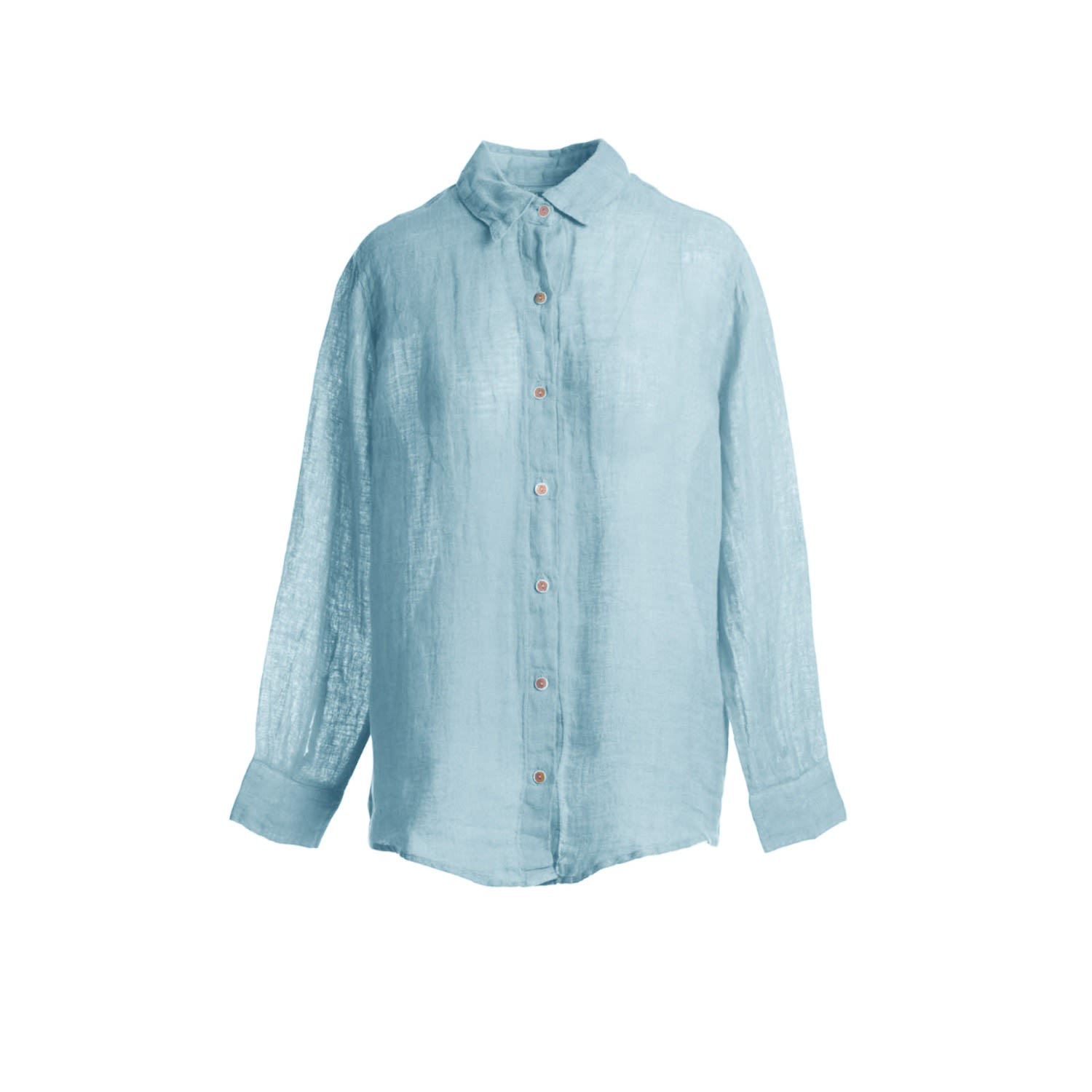Haris Cotton Women's Blue Linen Gauze Shirt - Ocean Air In Blue