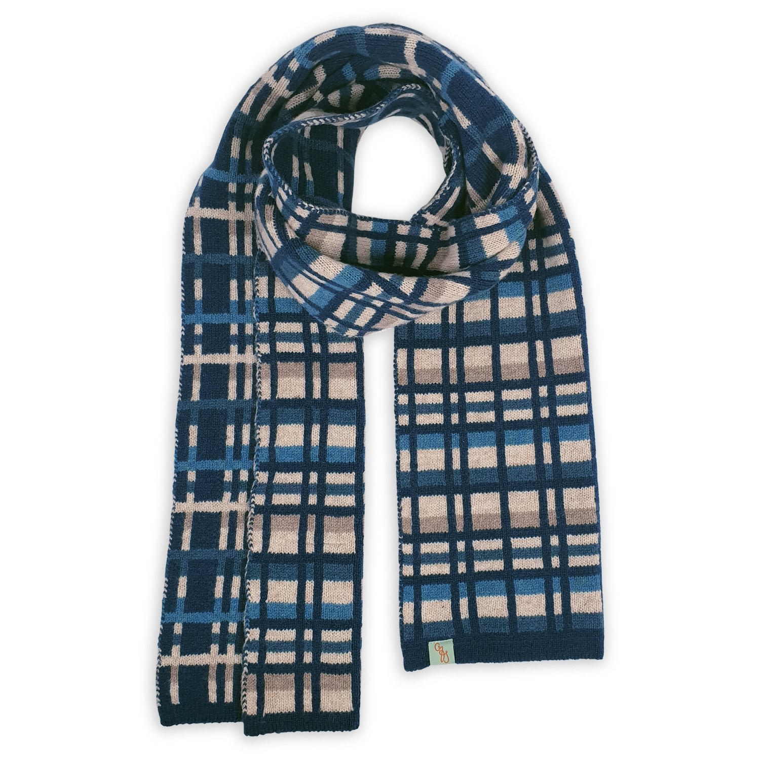 Otto & Spike Women's Blue / Neutrals Scarves - Plaid Up - Diesel Blue In Blue